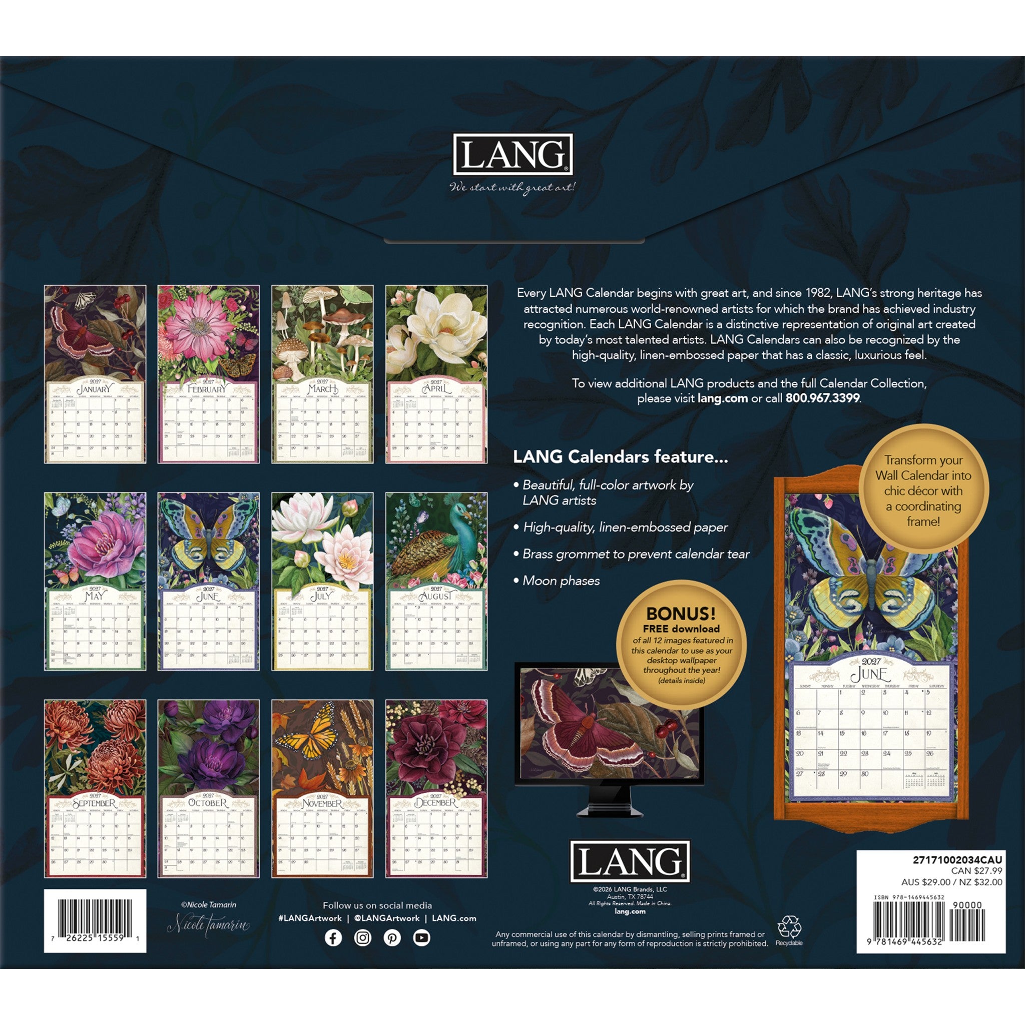 Midnight Garden Special Edition with Print 2027 Wall Calendar