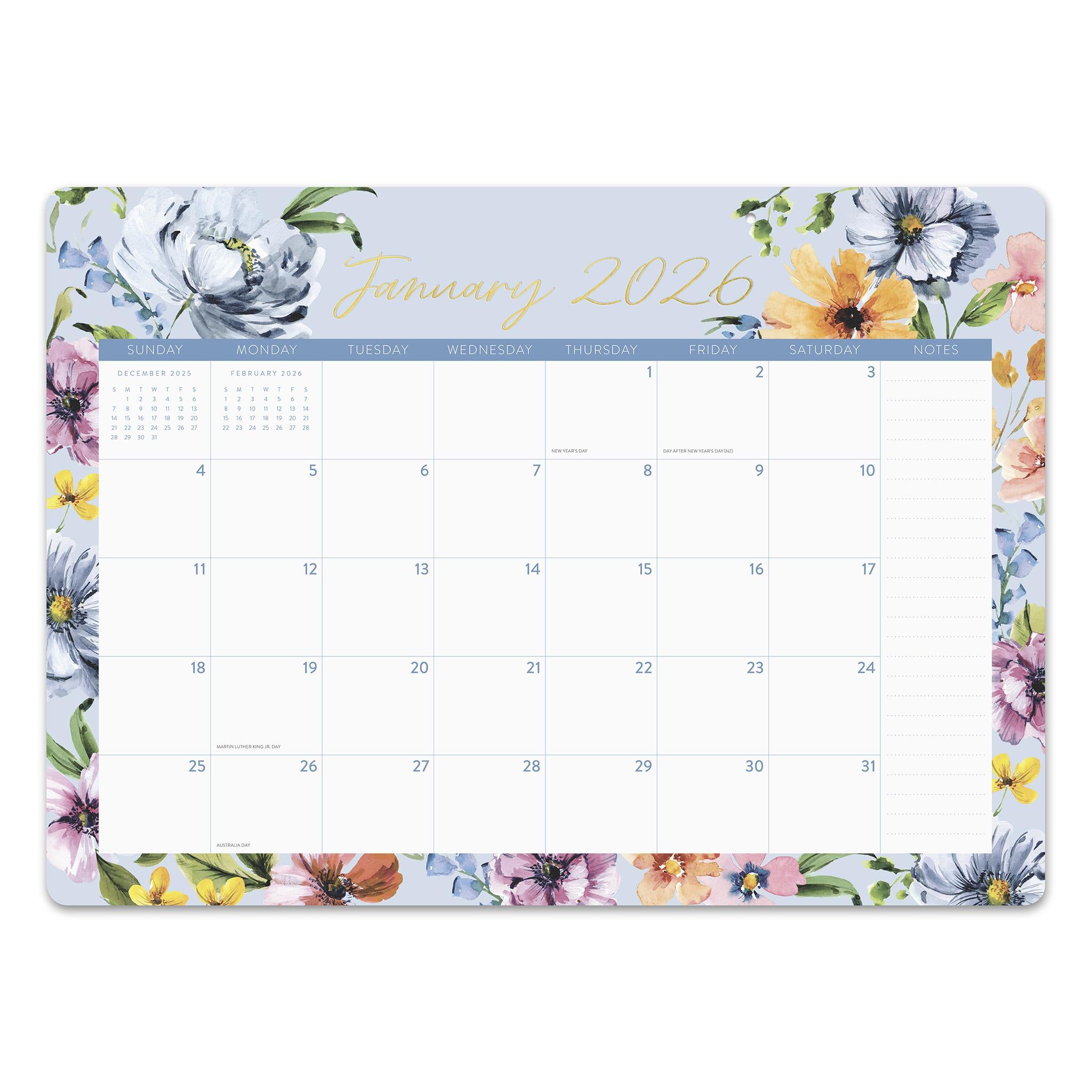 Bella Flora 2025-2026 Decorative Desk Pad Calendar