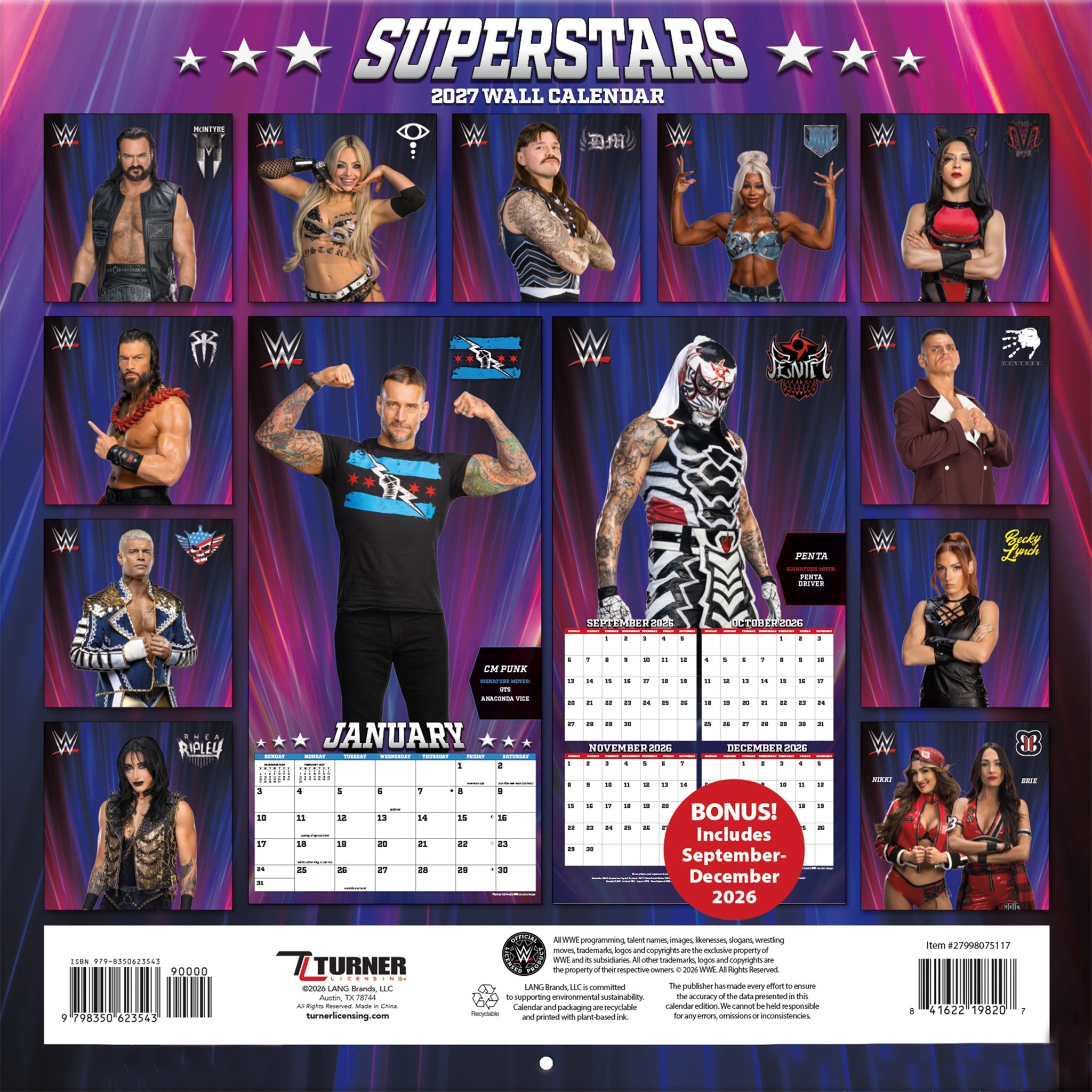 WWE Superstars 2027 Wall Calendar