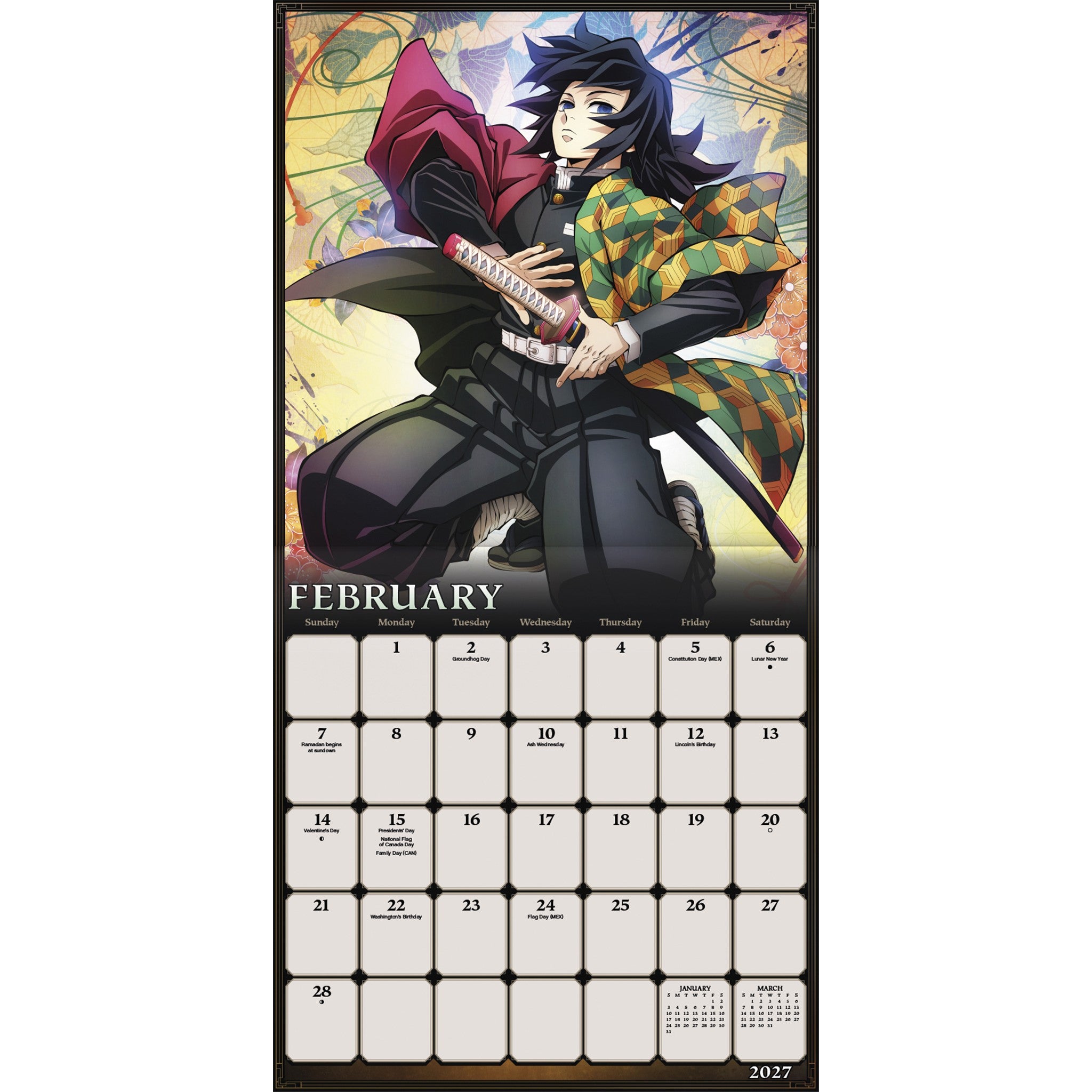 Demon Slayer Kimetsu no Yaiba Exclusive with Decals 2027 Wall Calendar