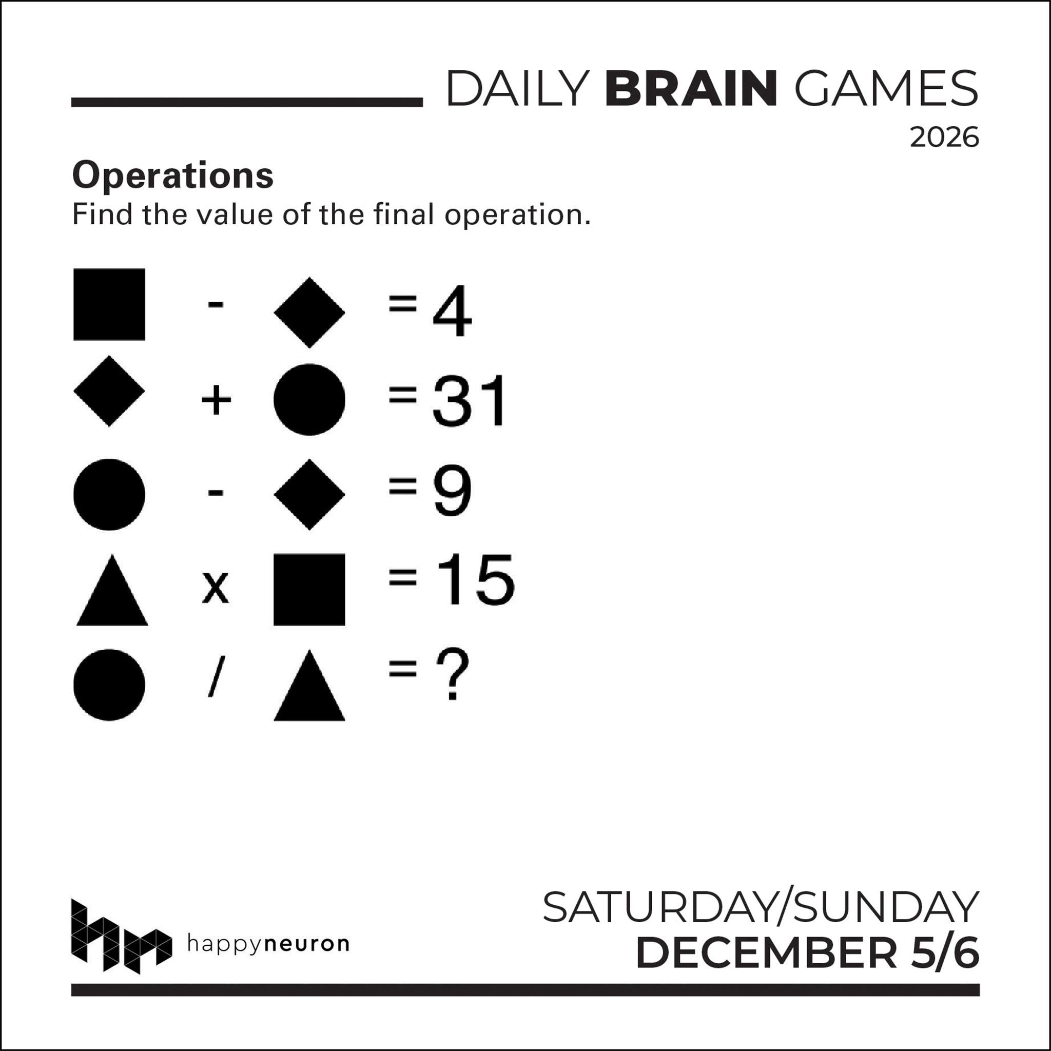 Daily Brain Games 2026 Box Calendar - Online Only