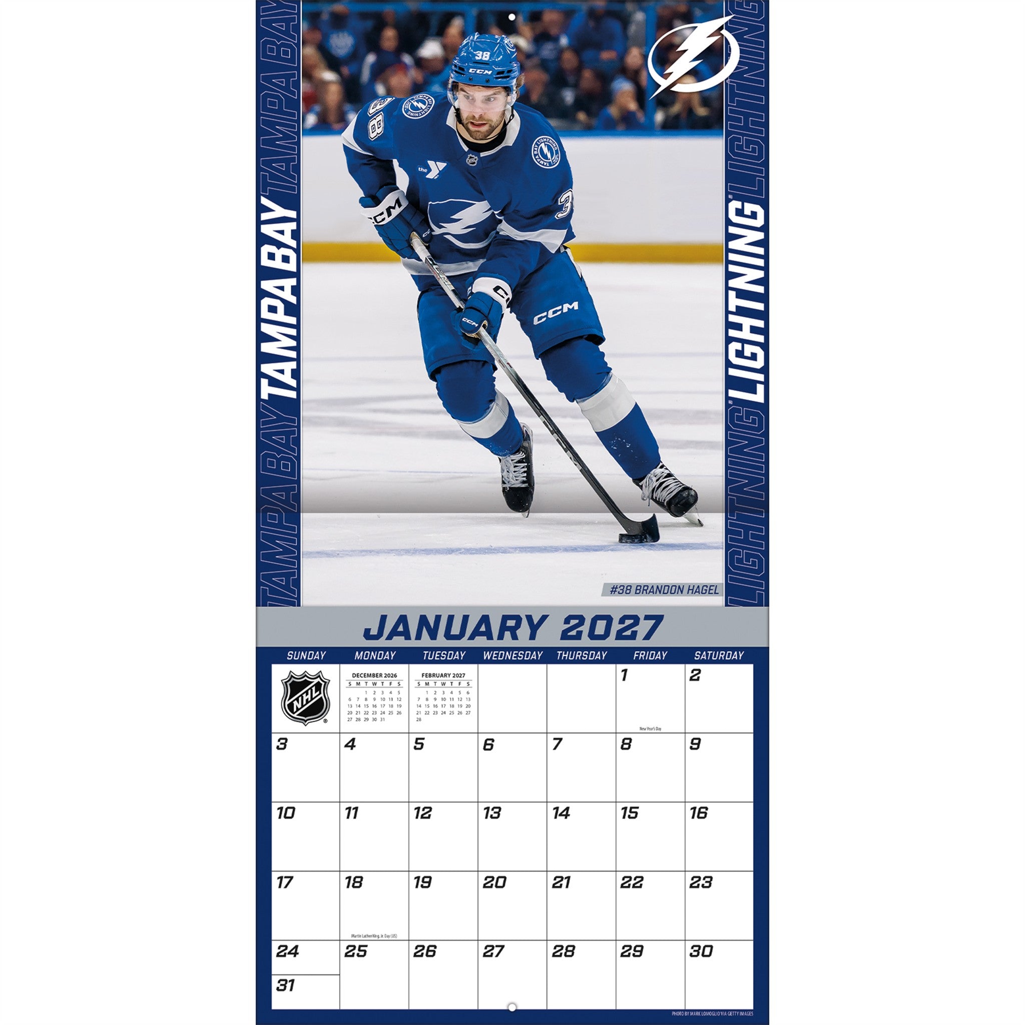 NHL Tampa Bay Lightning 2027 Wall Calendar - Online Only