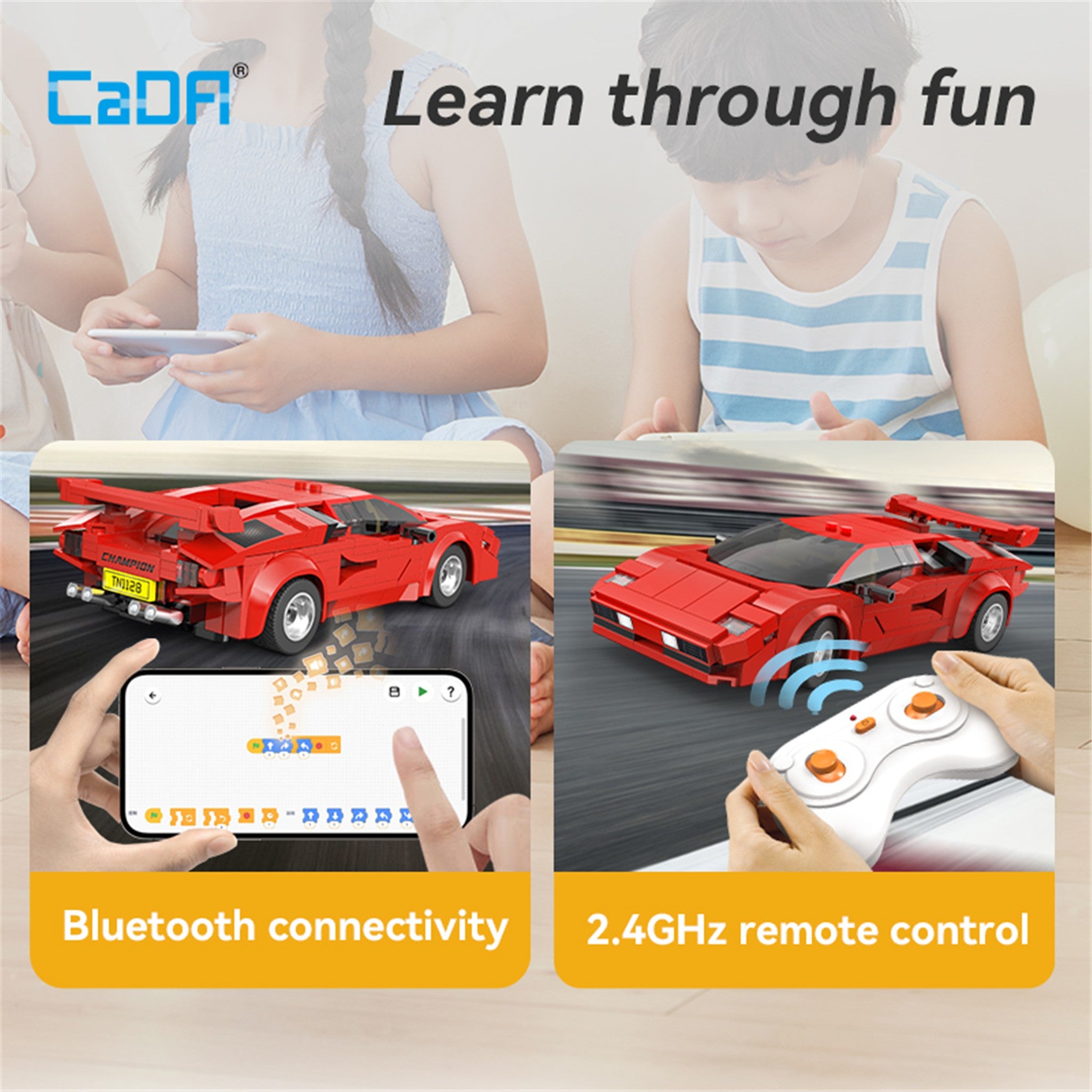 Red 1:20 Racing Car 328 Pieces with Remote Control