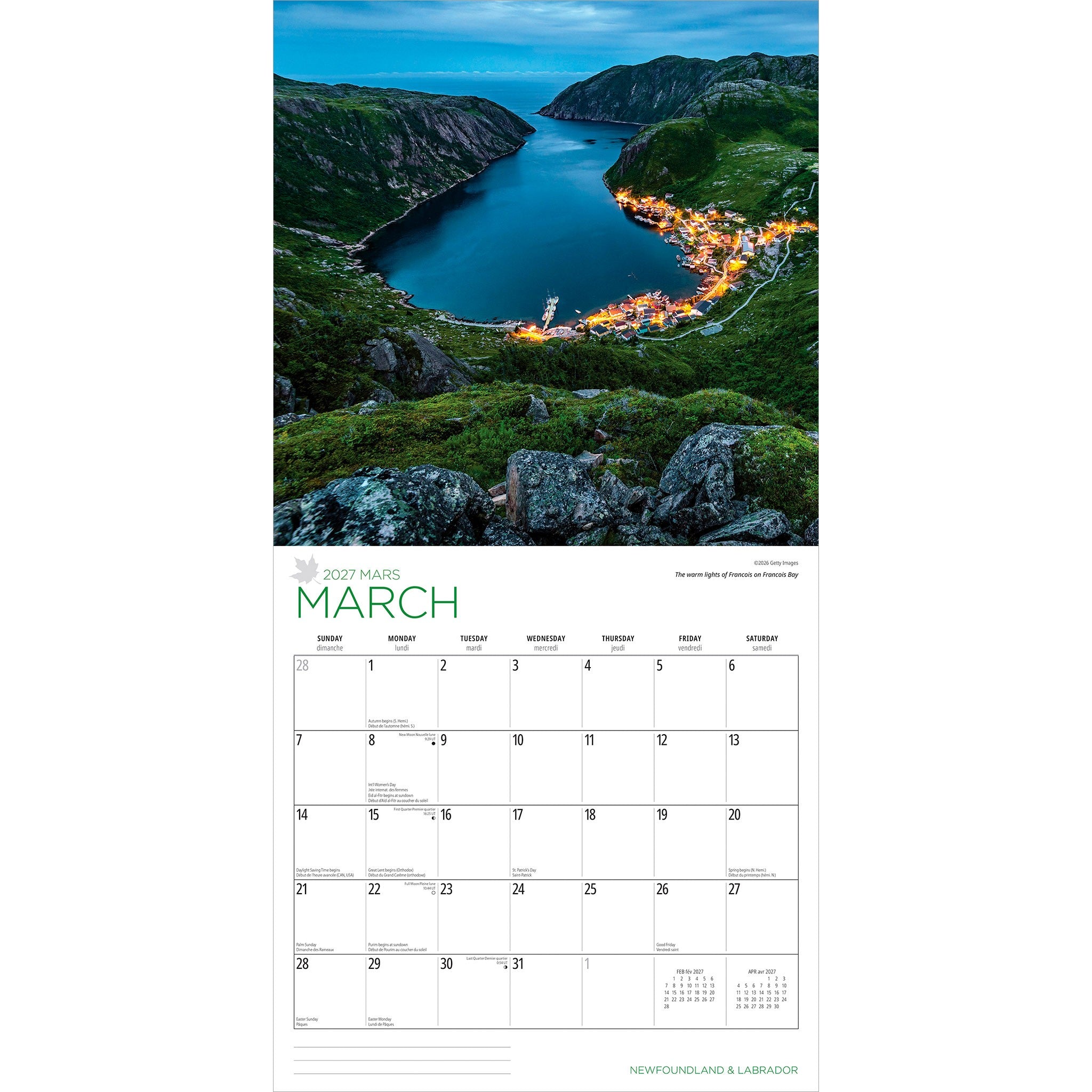Newfoundland and Labrador 2027 Wall Calendar