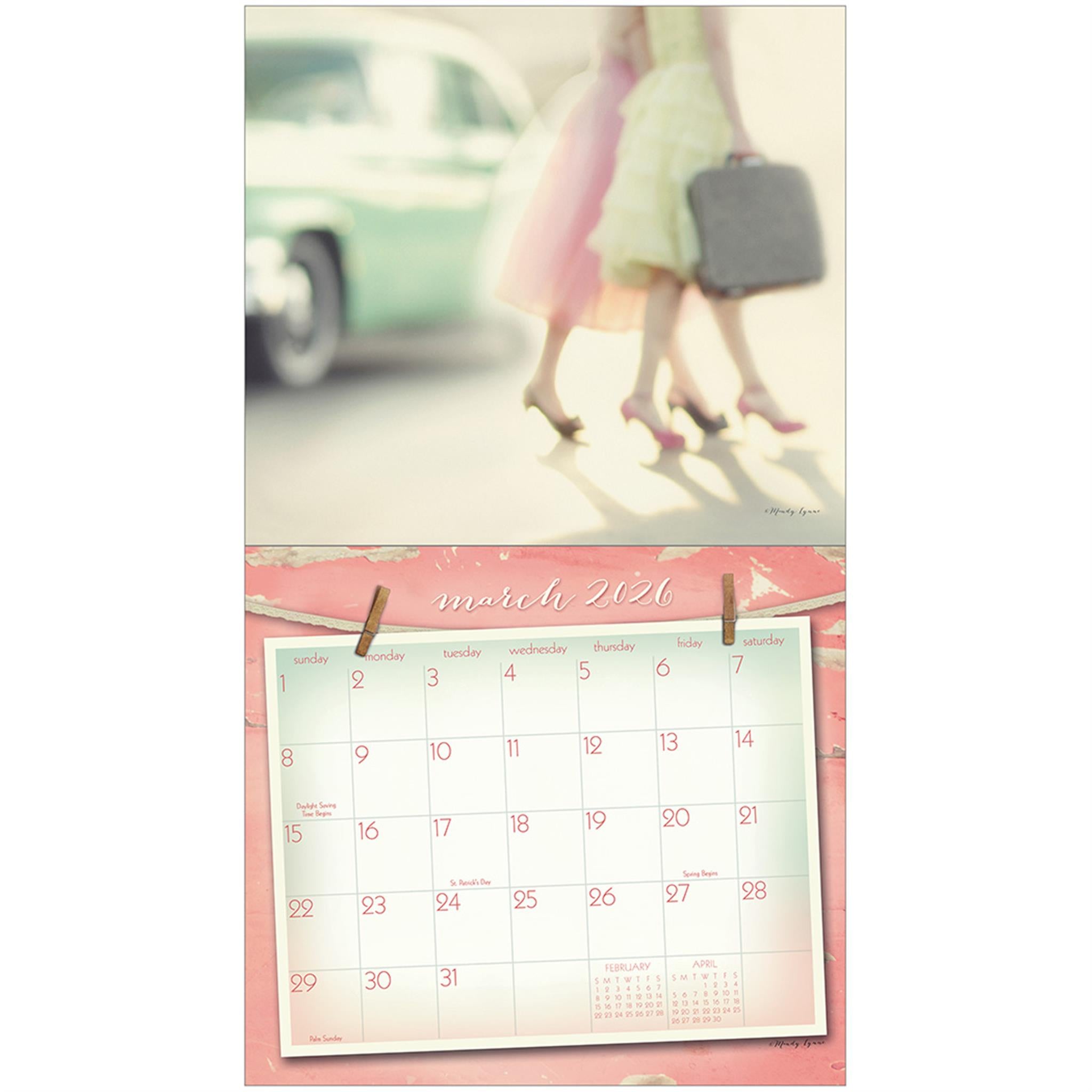 Vintage Pink 2026 Deluxe Wall Calendar
