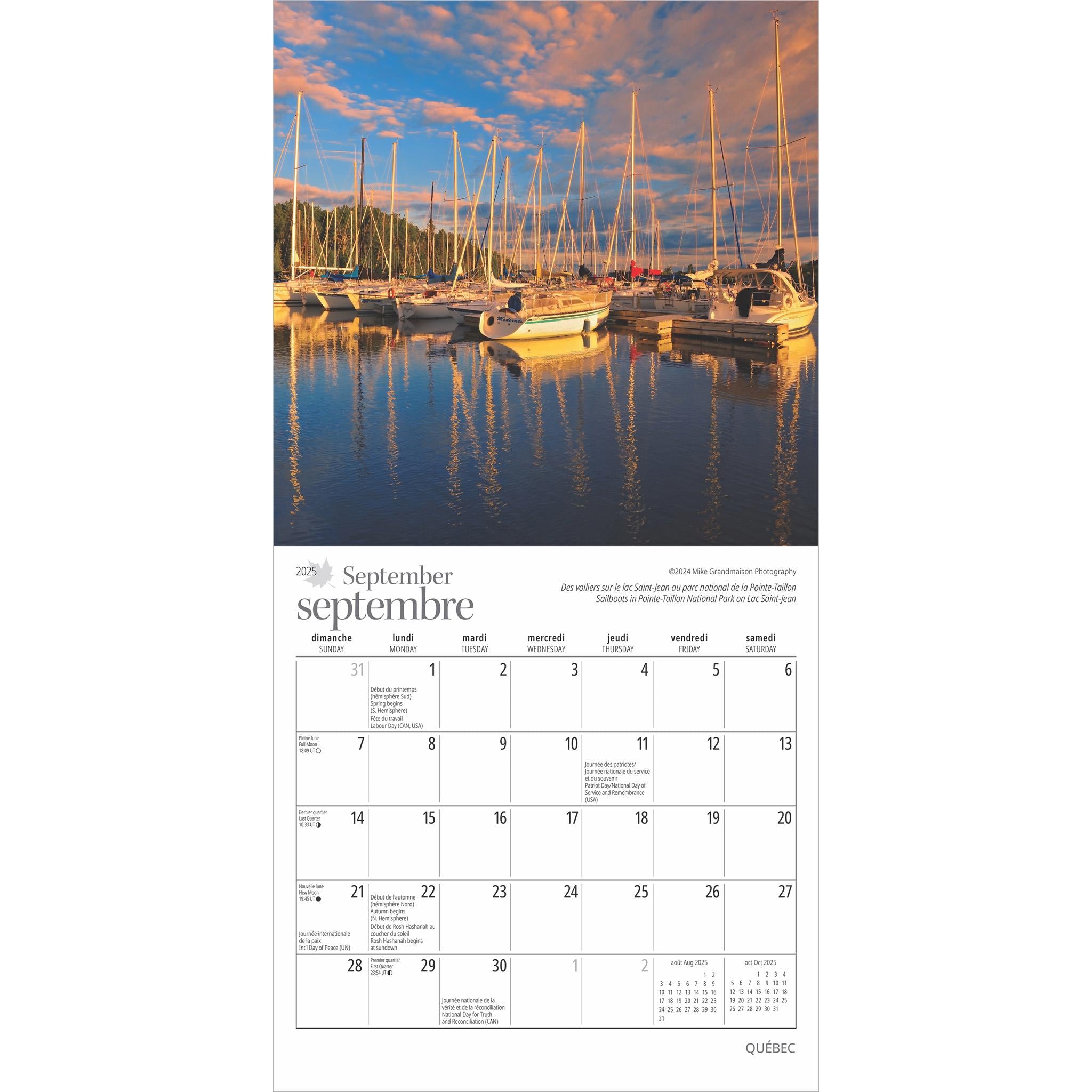 Quebec Bilingual Mini 2025 Calendar