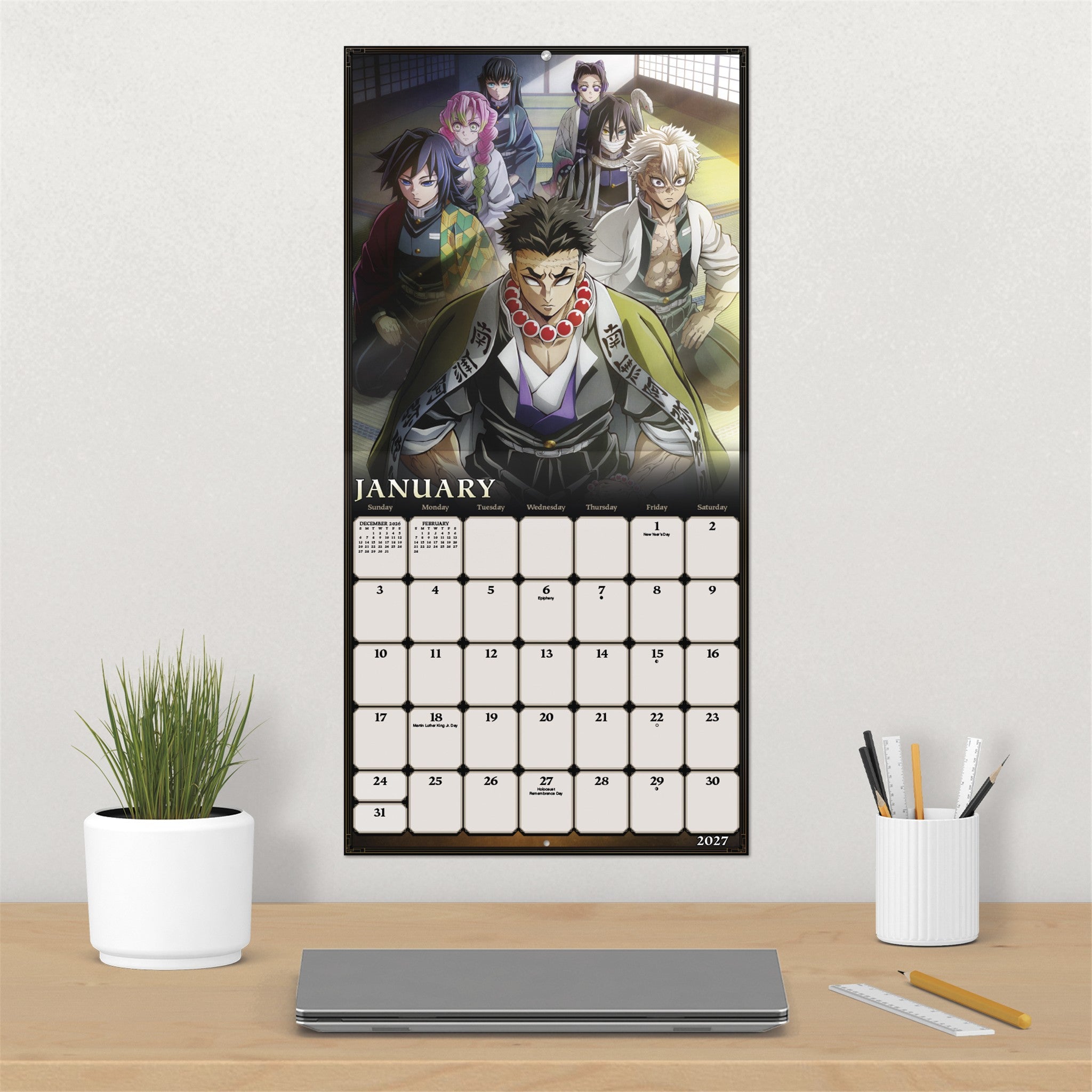 Demon Slayer Kimetsu no Yaiba Exclusive with Decals 2027 Wall Calendar
