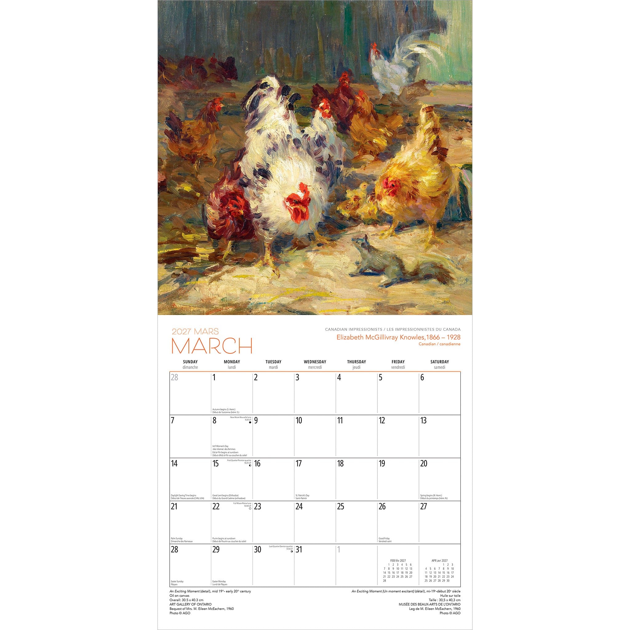 Canadian Impressionists / Les impressionnistes du Canada Art Gallery of Ontario 2027 Wall Calendar