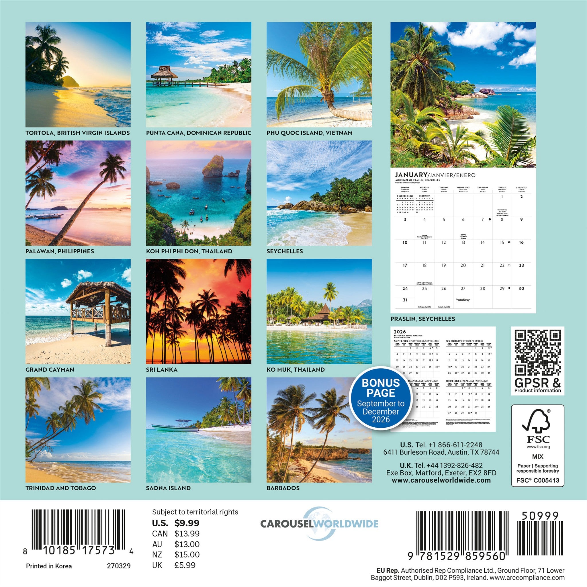 Island Paradise 2027 Mini Calendar