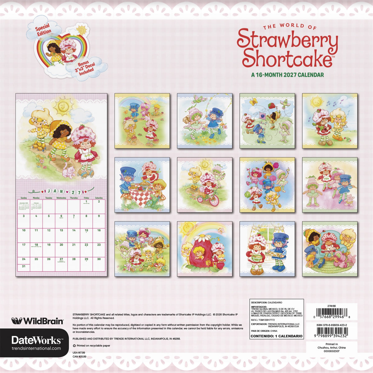 Strawberry Shortcake Exclusive with Decal 2027 Wall Calendar