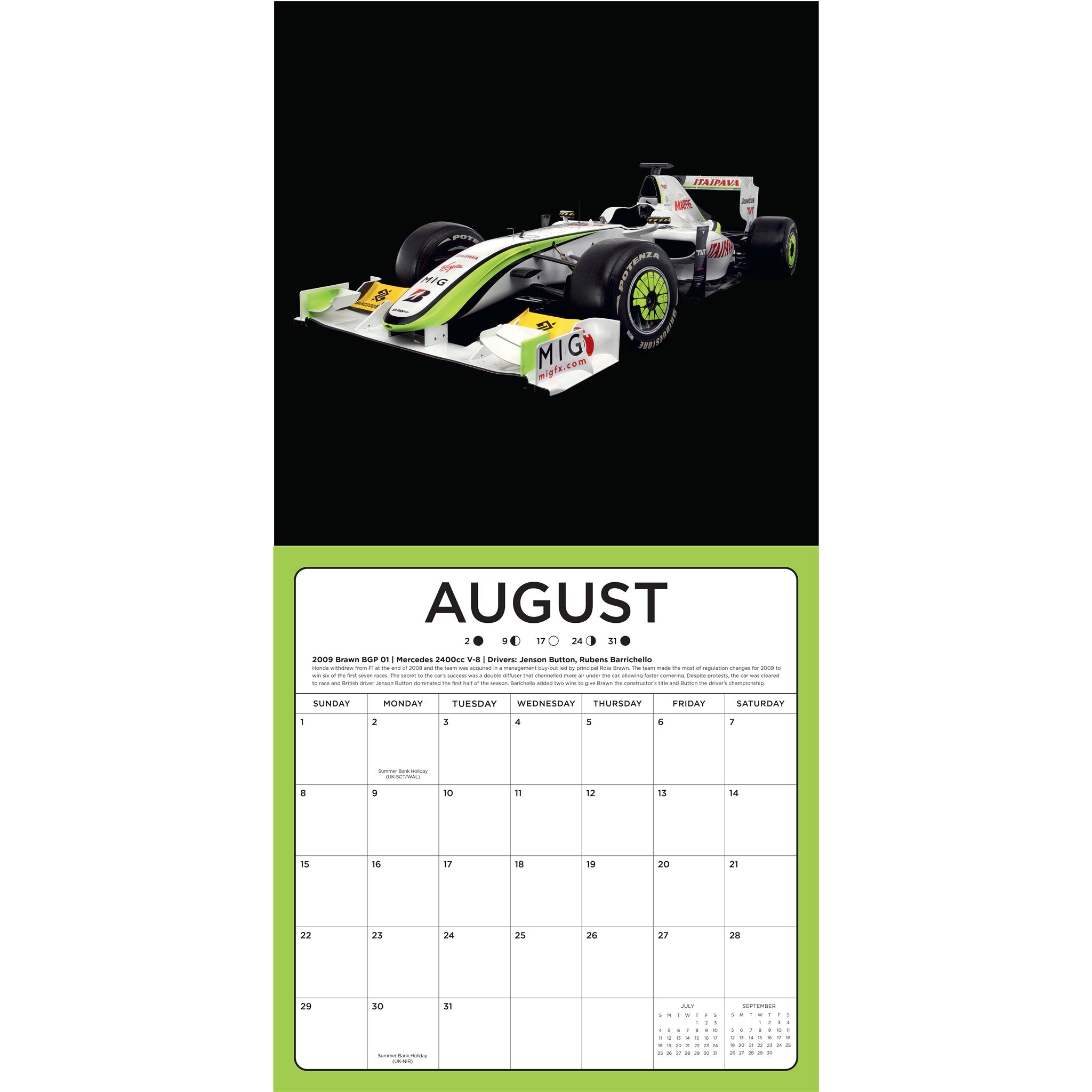 The Art of the Formula 1 Race Car 2027 Wall Calendar