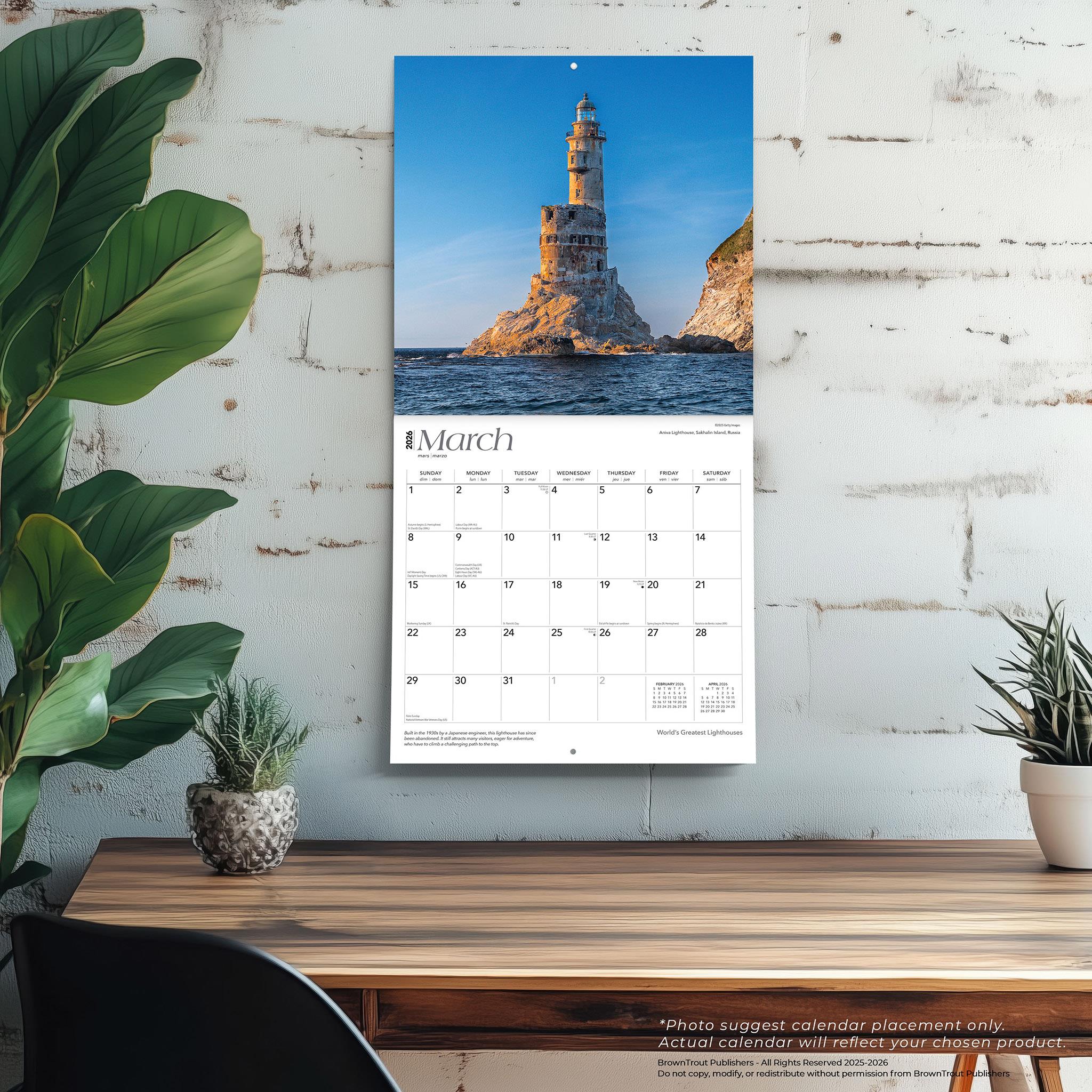 Worlds Greatest Lighthouses 2026 Wall Calendar
