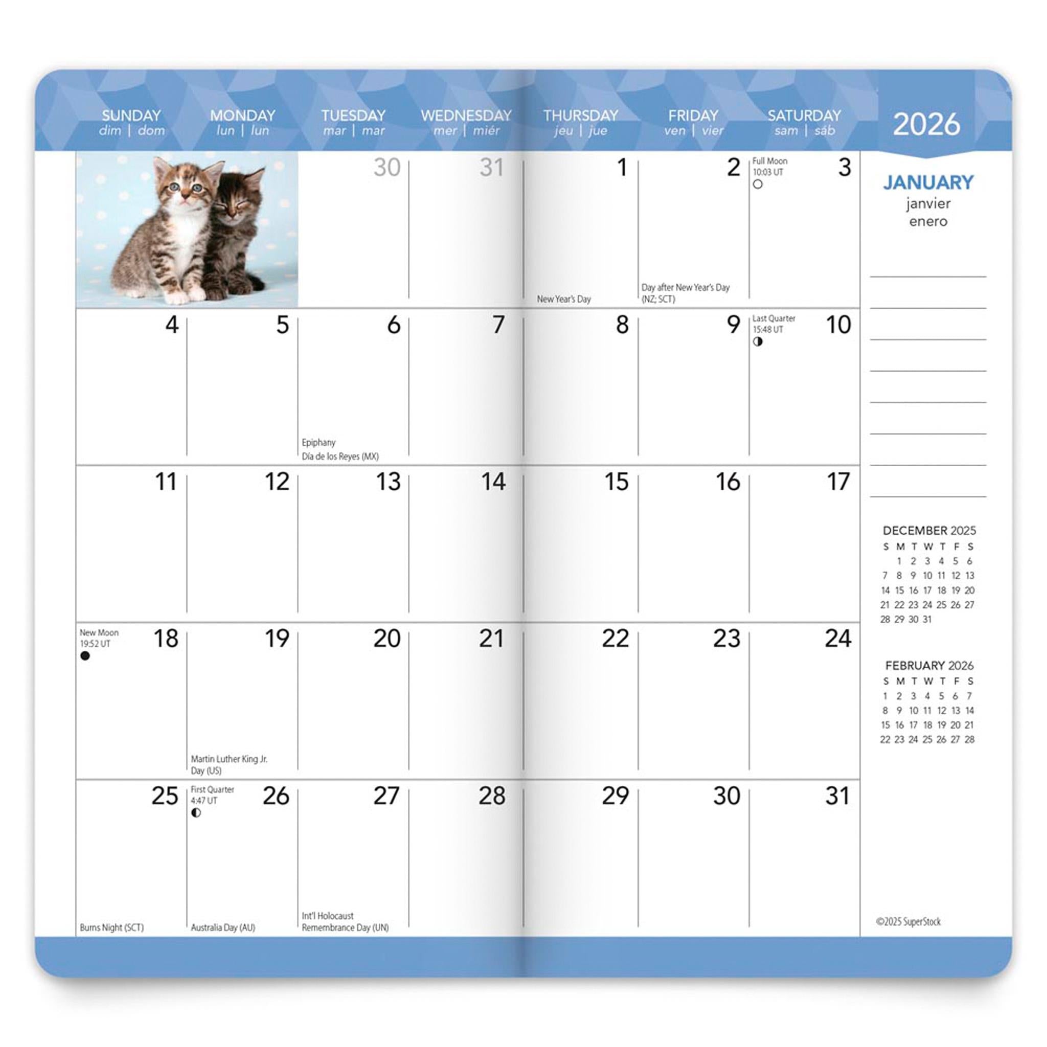 Kitten Cuddles 2026 2 Yr Pocket Planner Calendar
