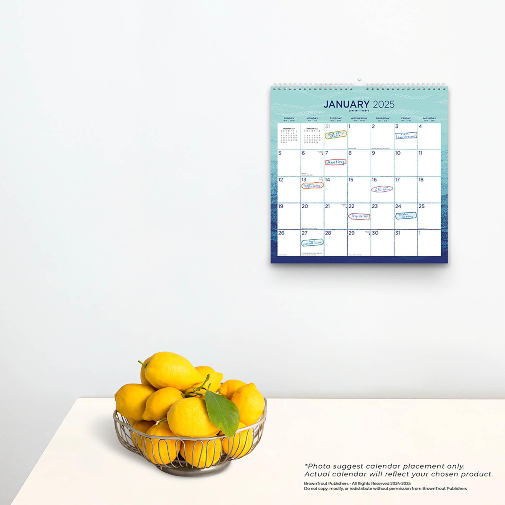 Seaside Currents Wall 2025 Calendar