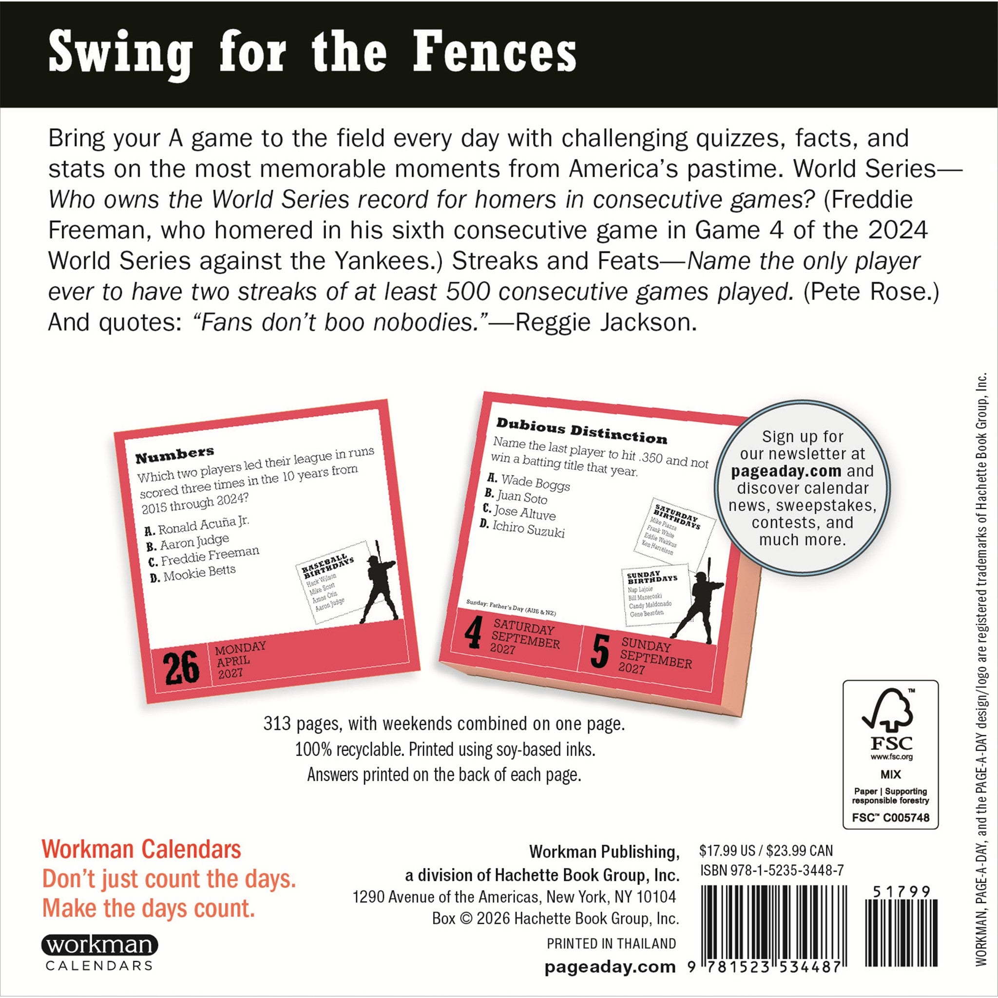 A Year of Baseball Trivia 2027 Box Calendar