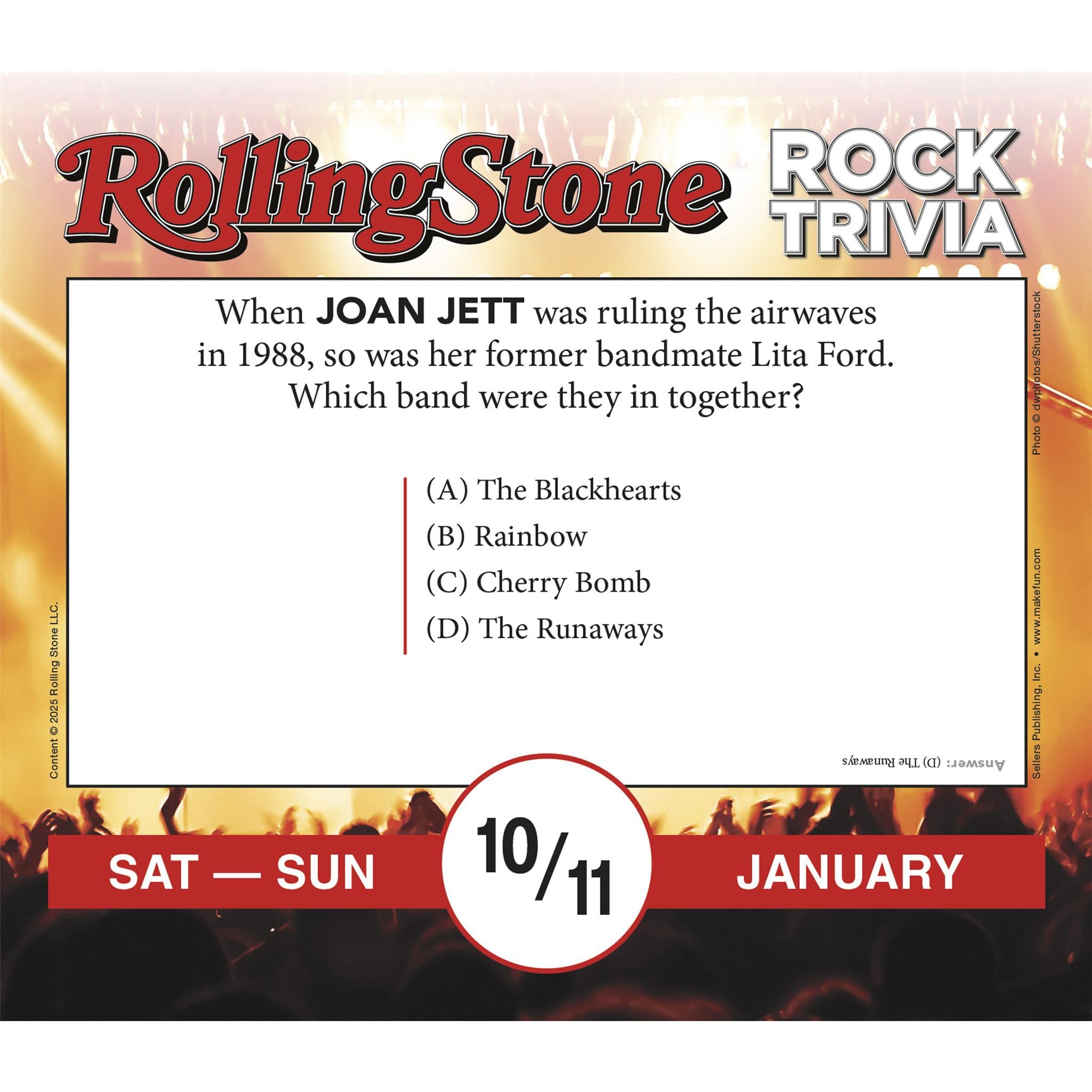 Rolling Stone Rock Trivia 2026 Box Calendar - Online Only