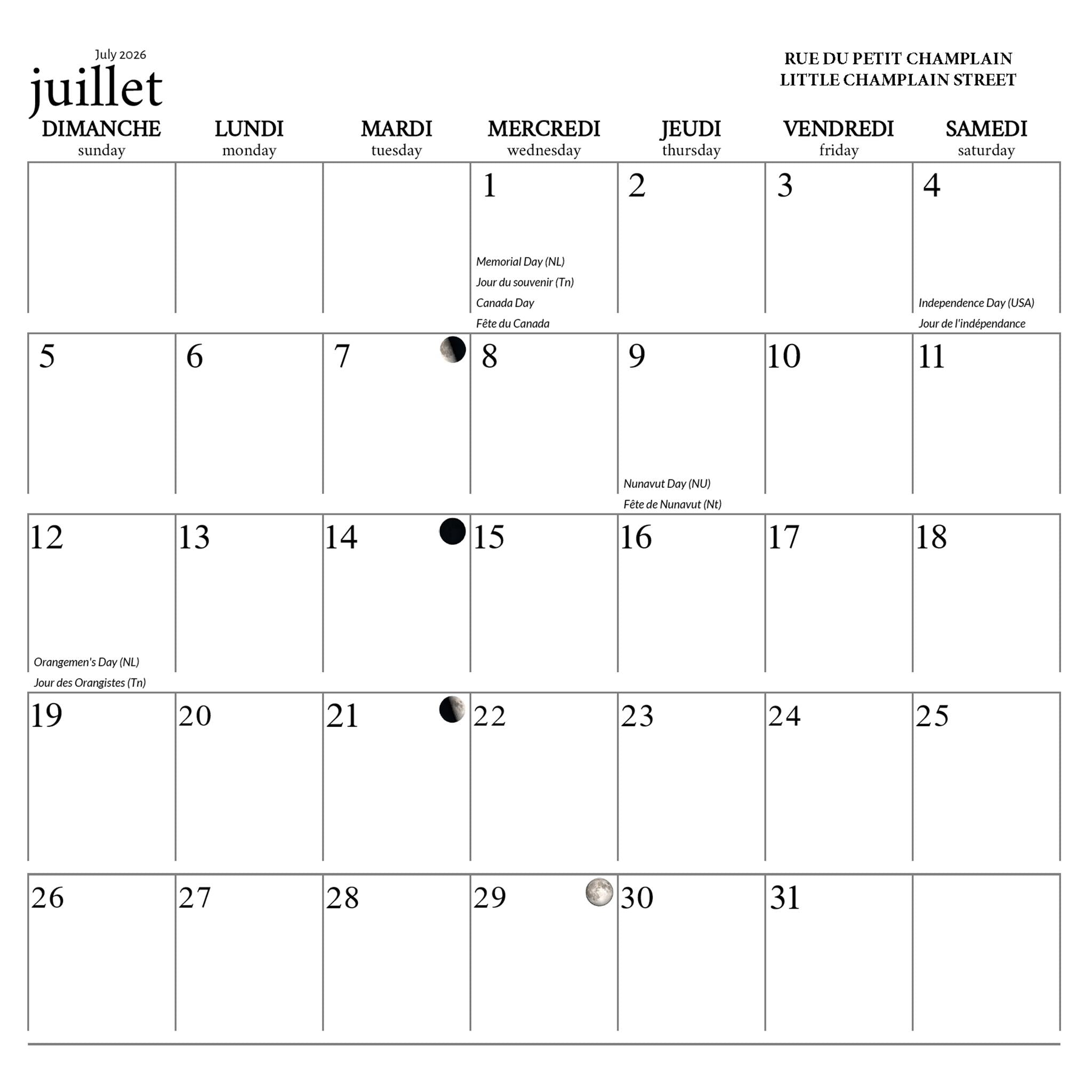 Ville De Quebec City 2026 Wall Calendar (French)