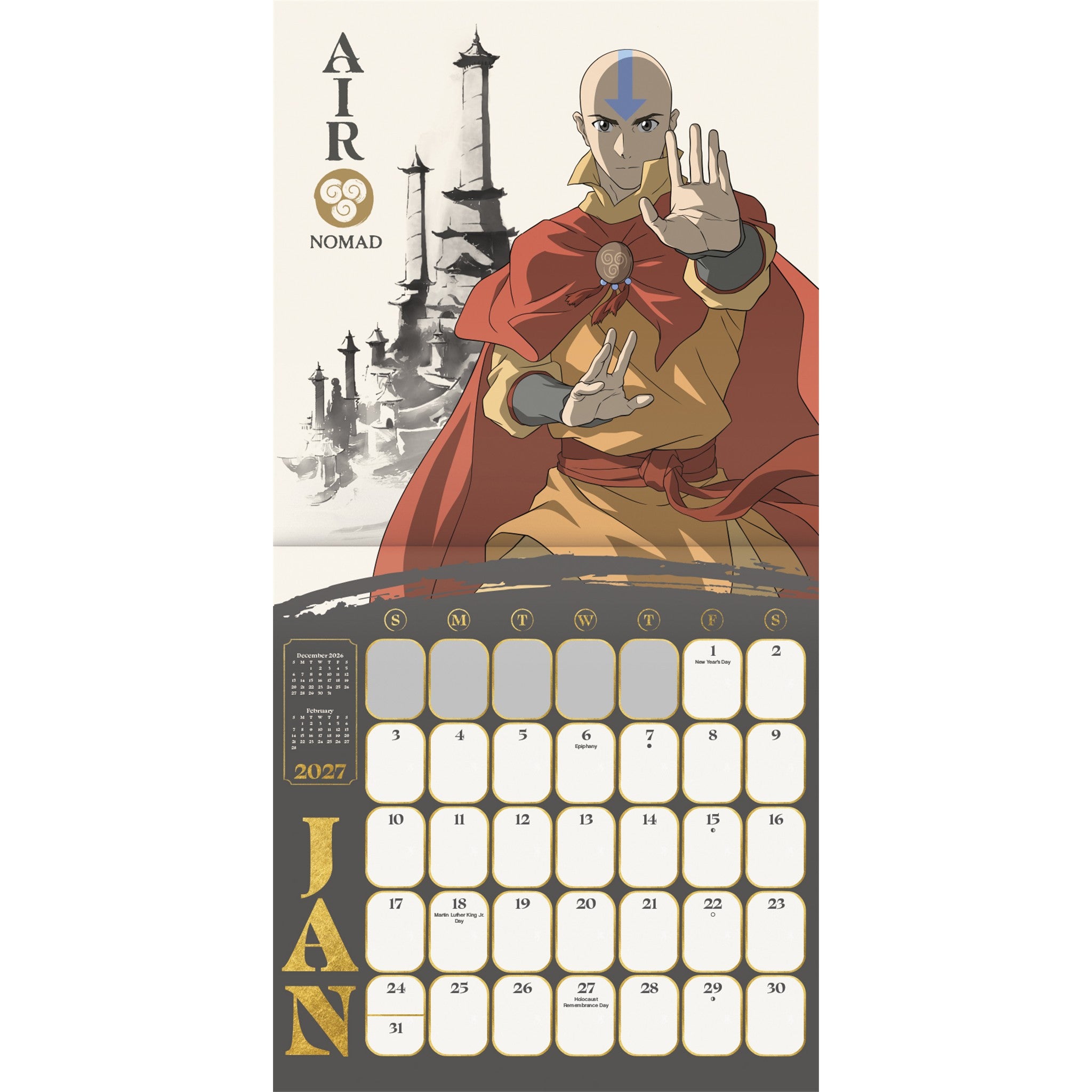 The Legend of Aang: The last Airbender 2027 Wall Calendar