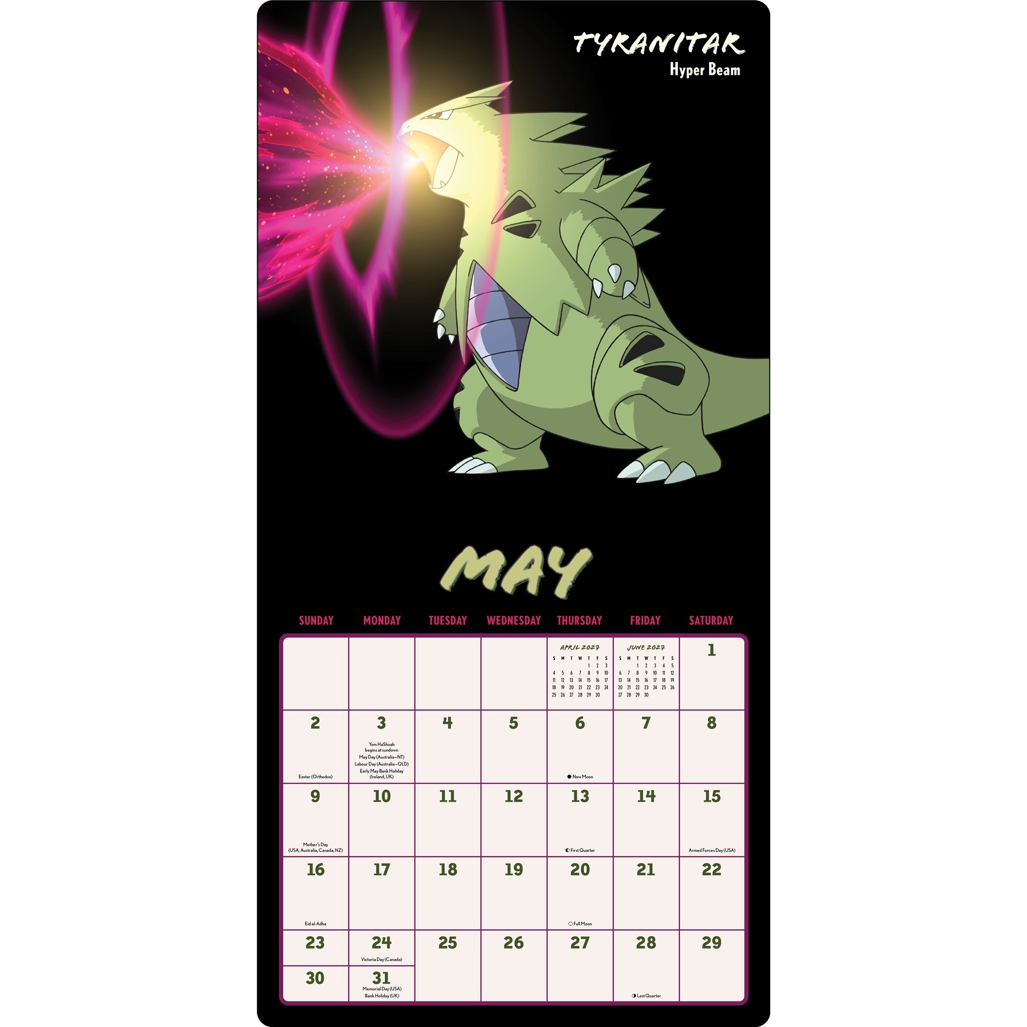 Pokémon Moves 2027 Wall Calendar - Online Only