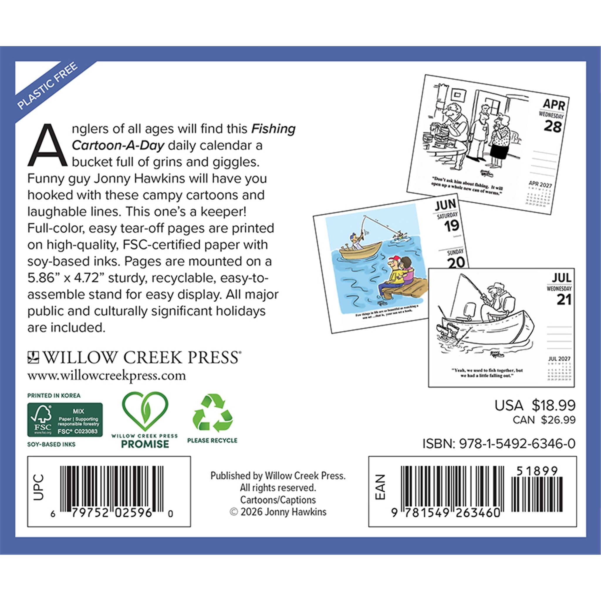 Fishing Cartoon-A-Day by Jonny Hawkins 2027 Box Calendar