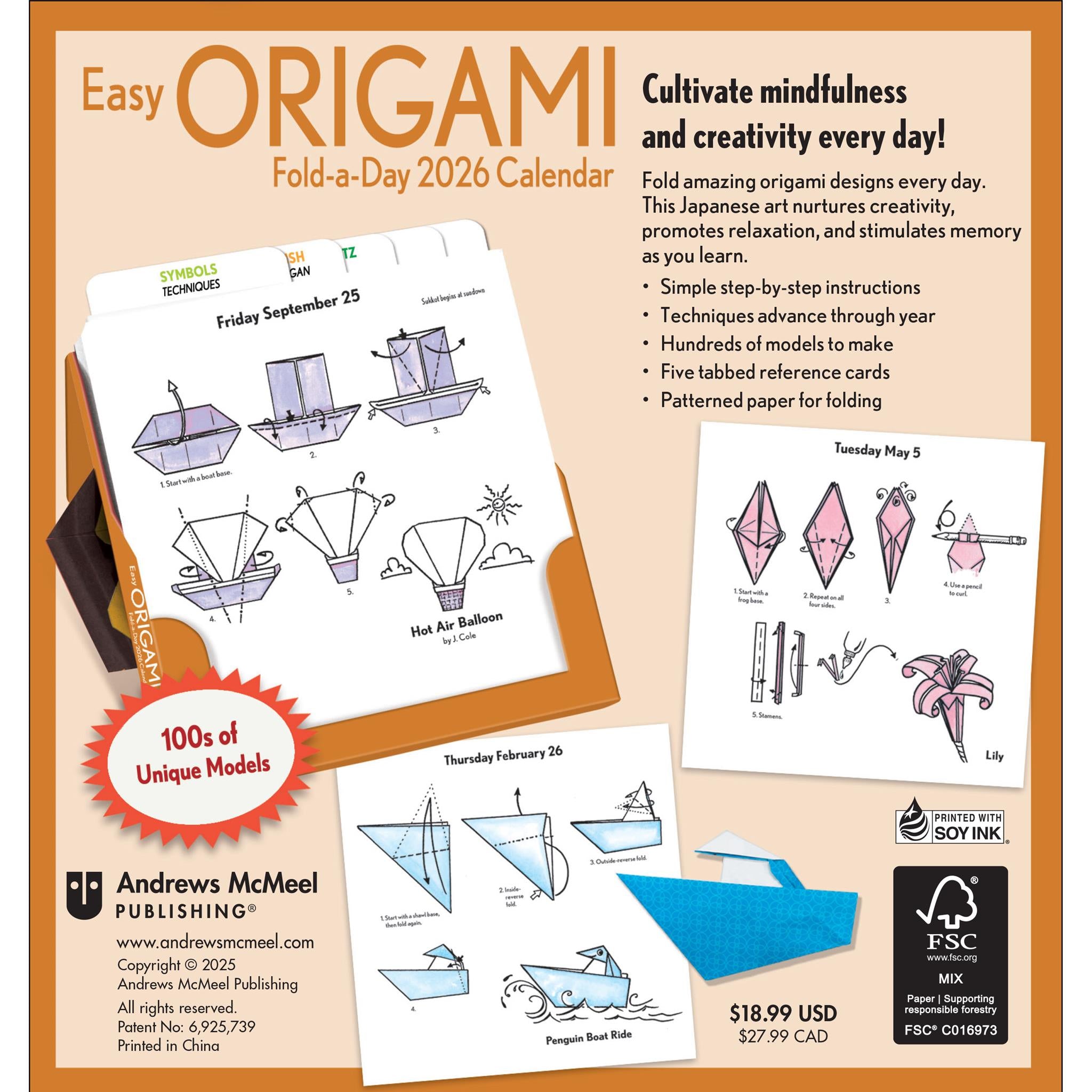 Easy Origami Fold-A-Day 2026 Box Calendar - Online Exclusive