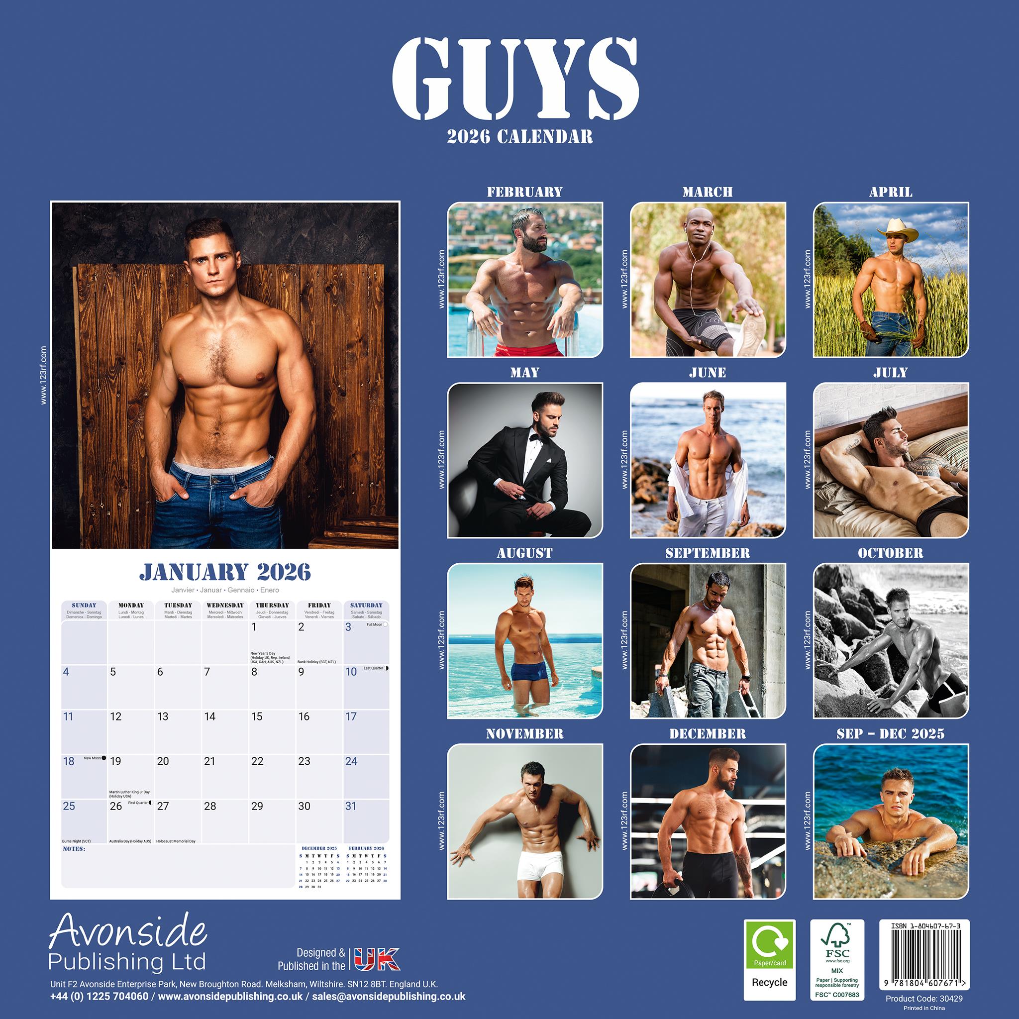 Guys 2026 Wall Calendar