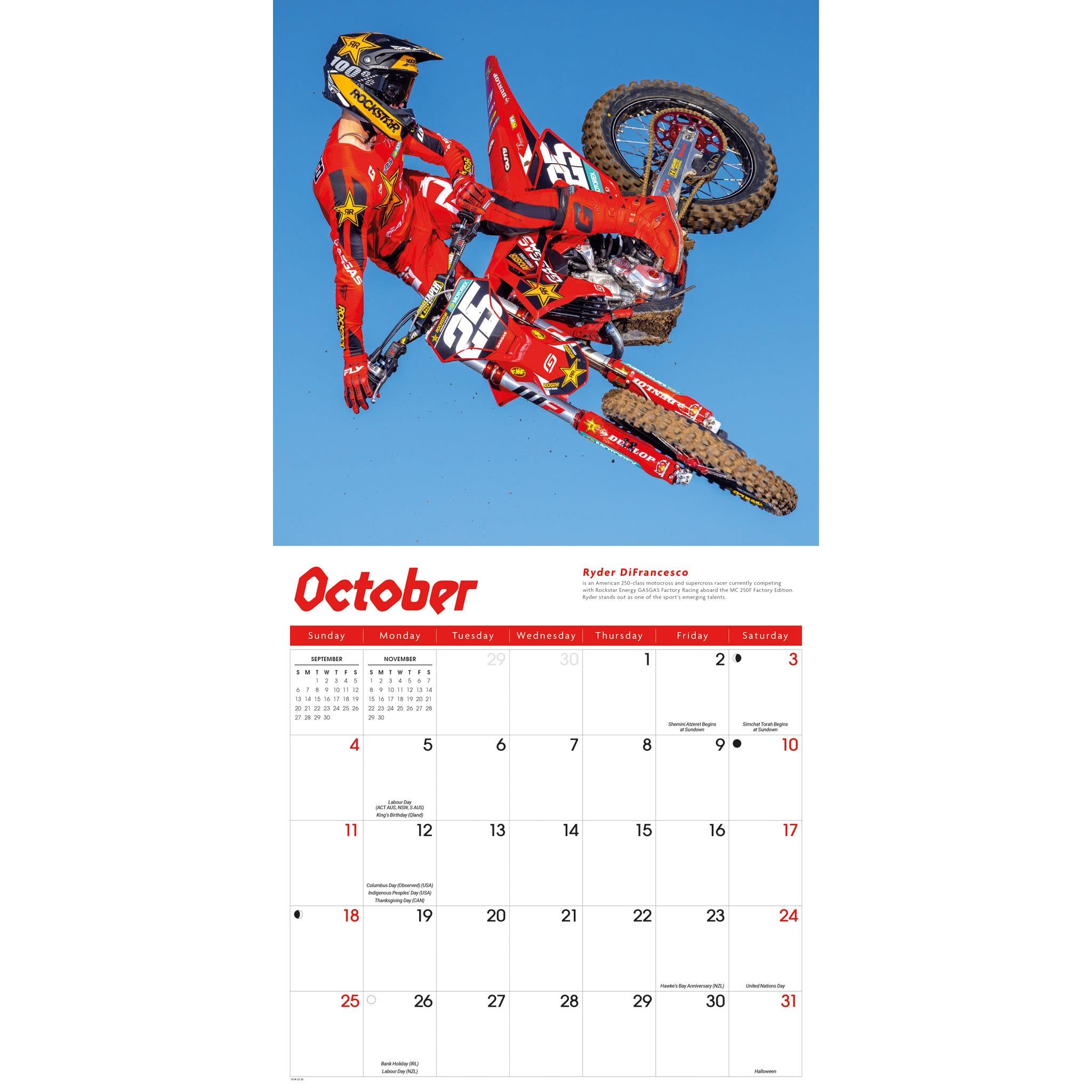 Motocross 2026 Wall Calendar