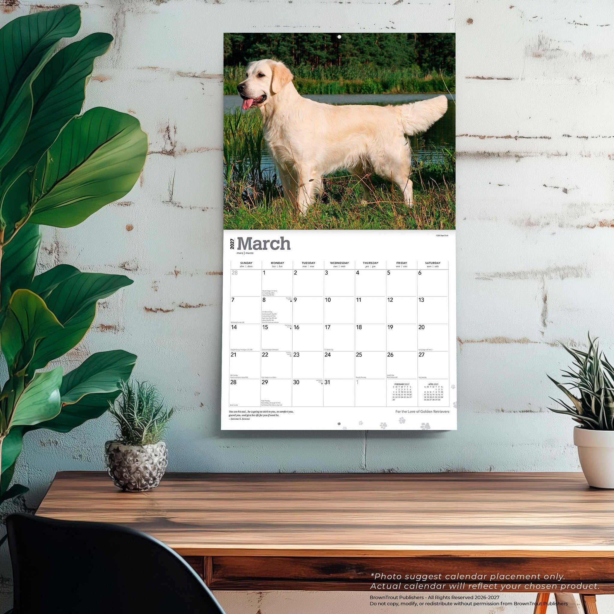 For the Love of Golden Retrievers 2027 Wall Calendar
