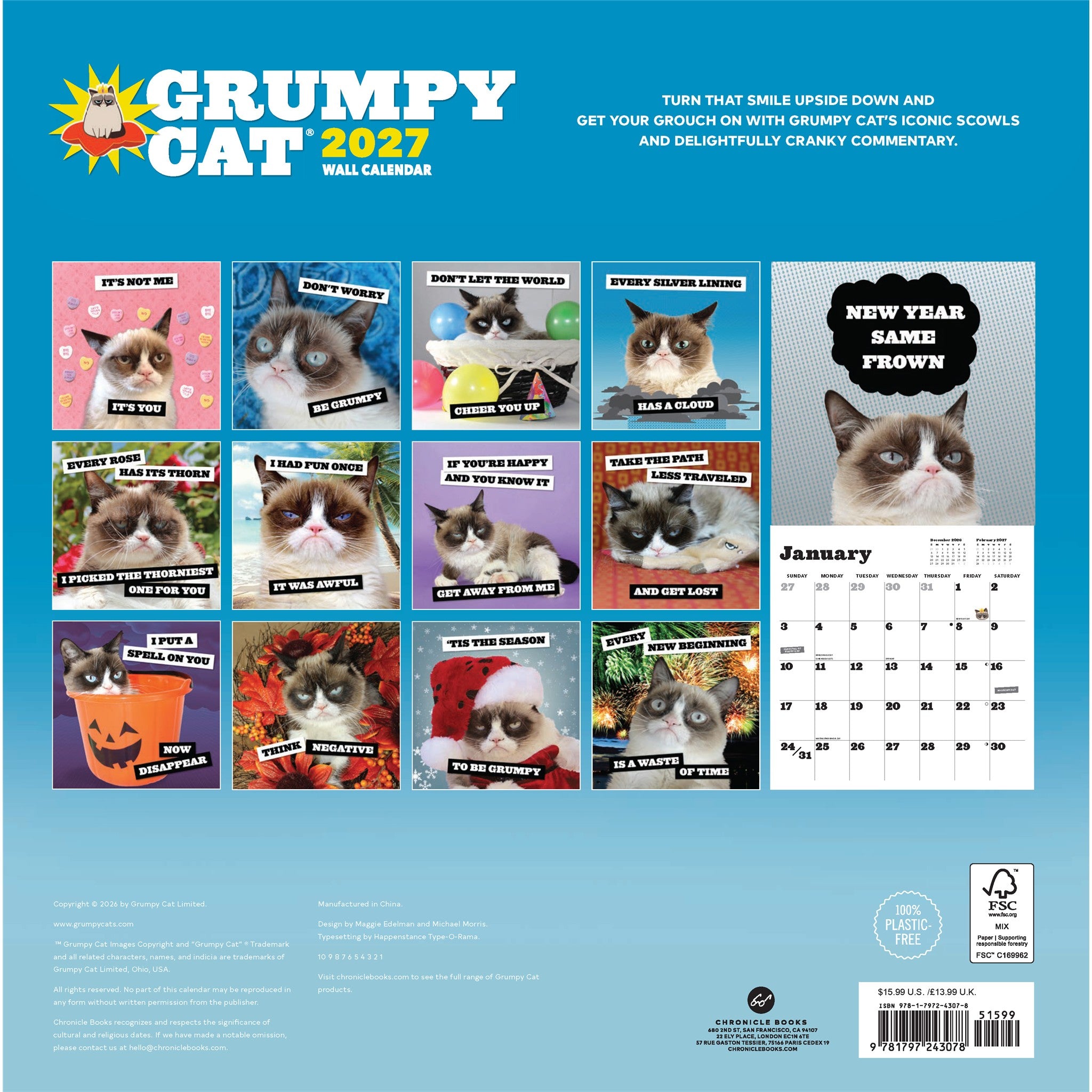 Grumpy Cat 2027 Wall Calendar