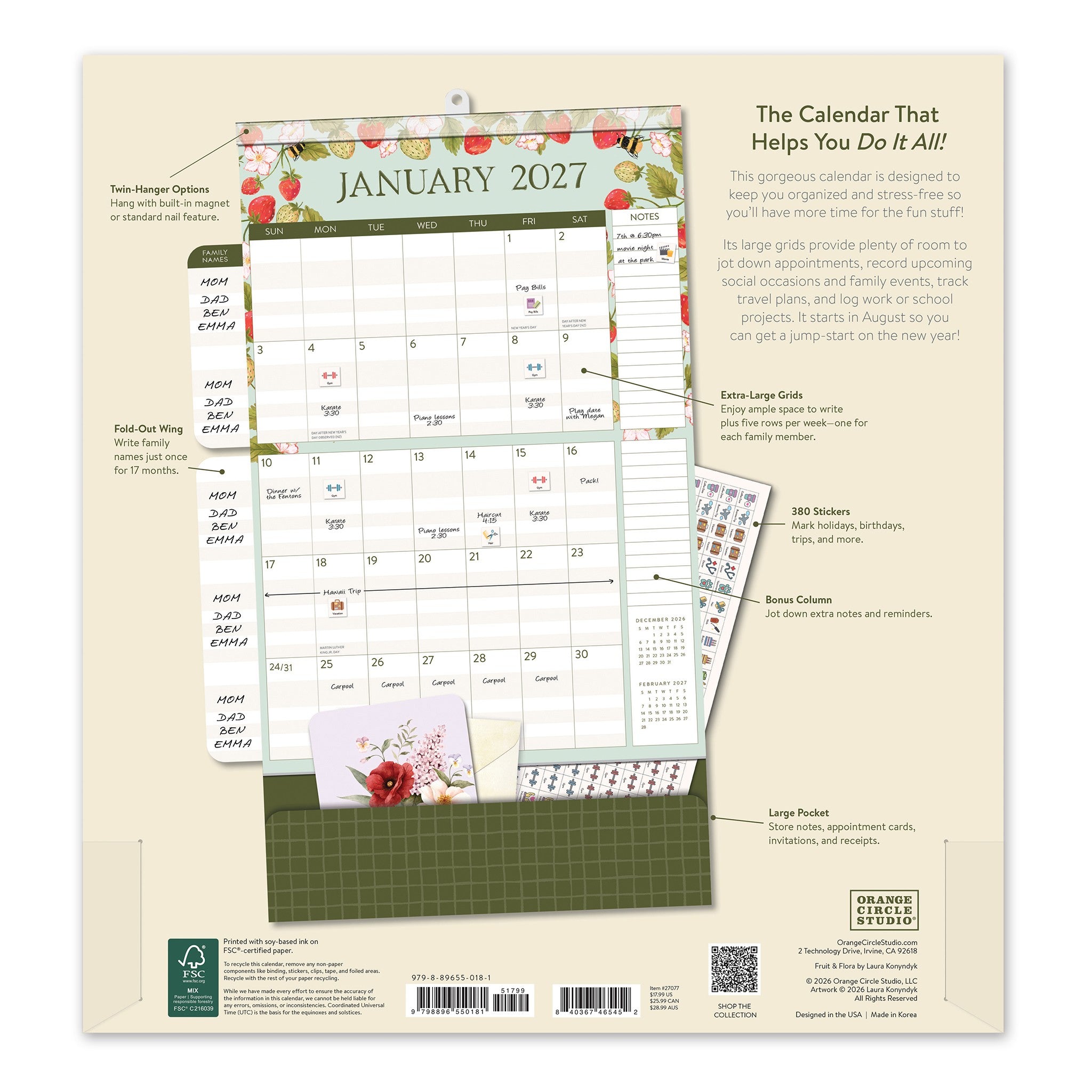 Fruit and Flora Do It All 2026-2027 Wall Calendar