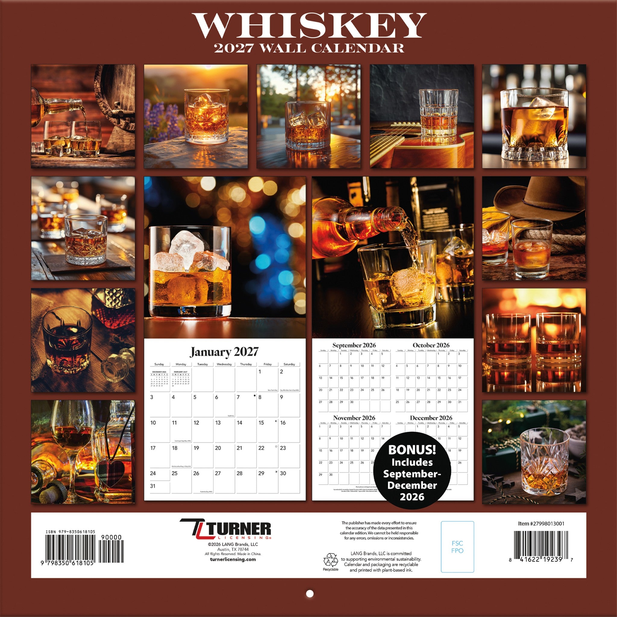 Whiskey 2027 Wall Calendar