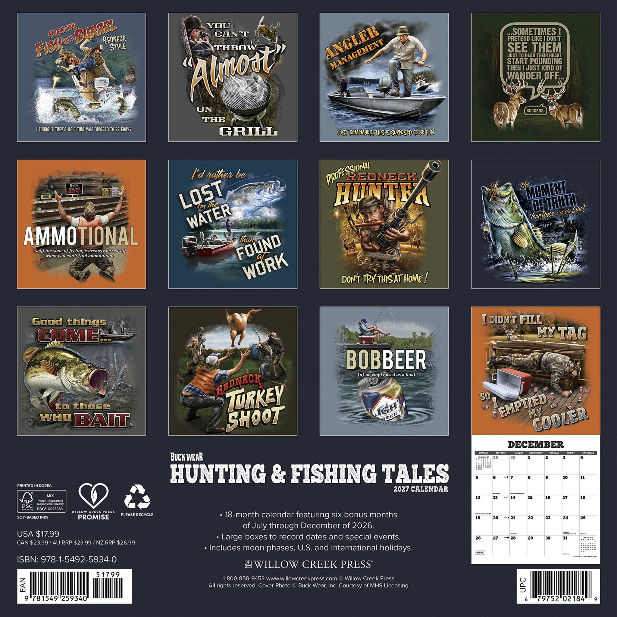 Buck Wear Hunting & Fishing Tales 2027 Wall Calendar