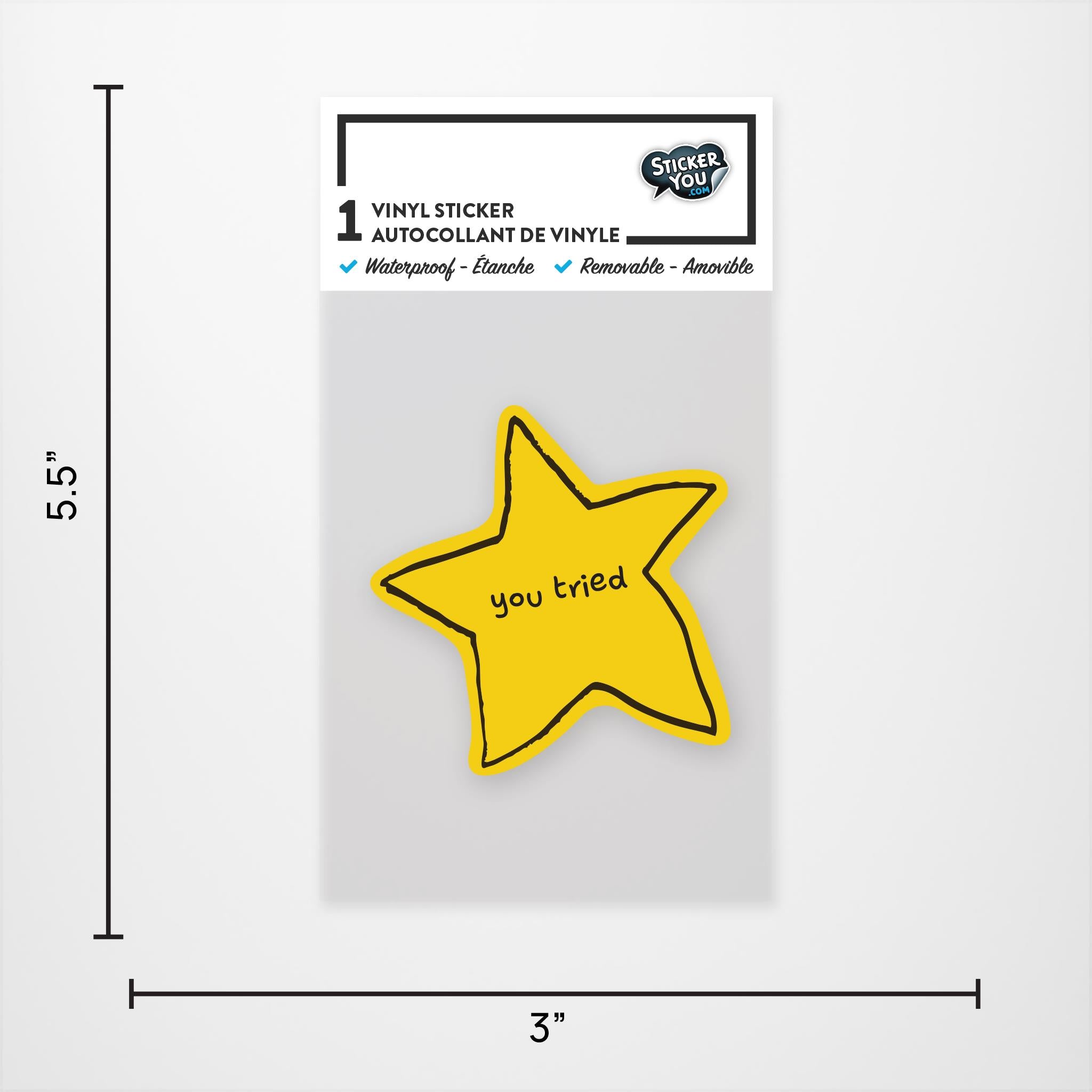You Tried Comic Sans Gold Star Vinyl Sticker