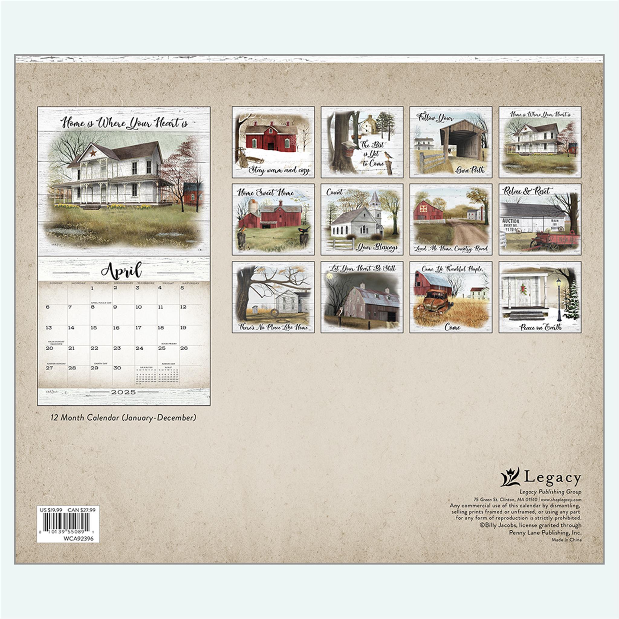 Farmhouse Wall 2025 Calendar