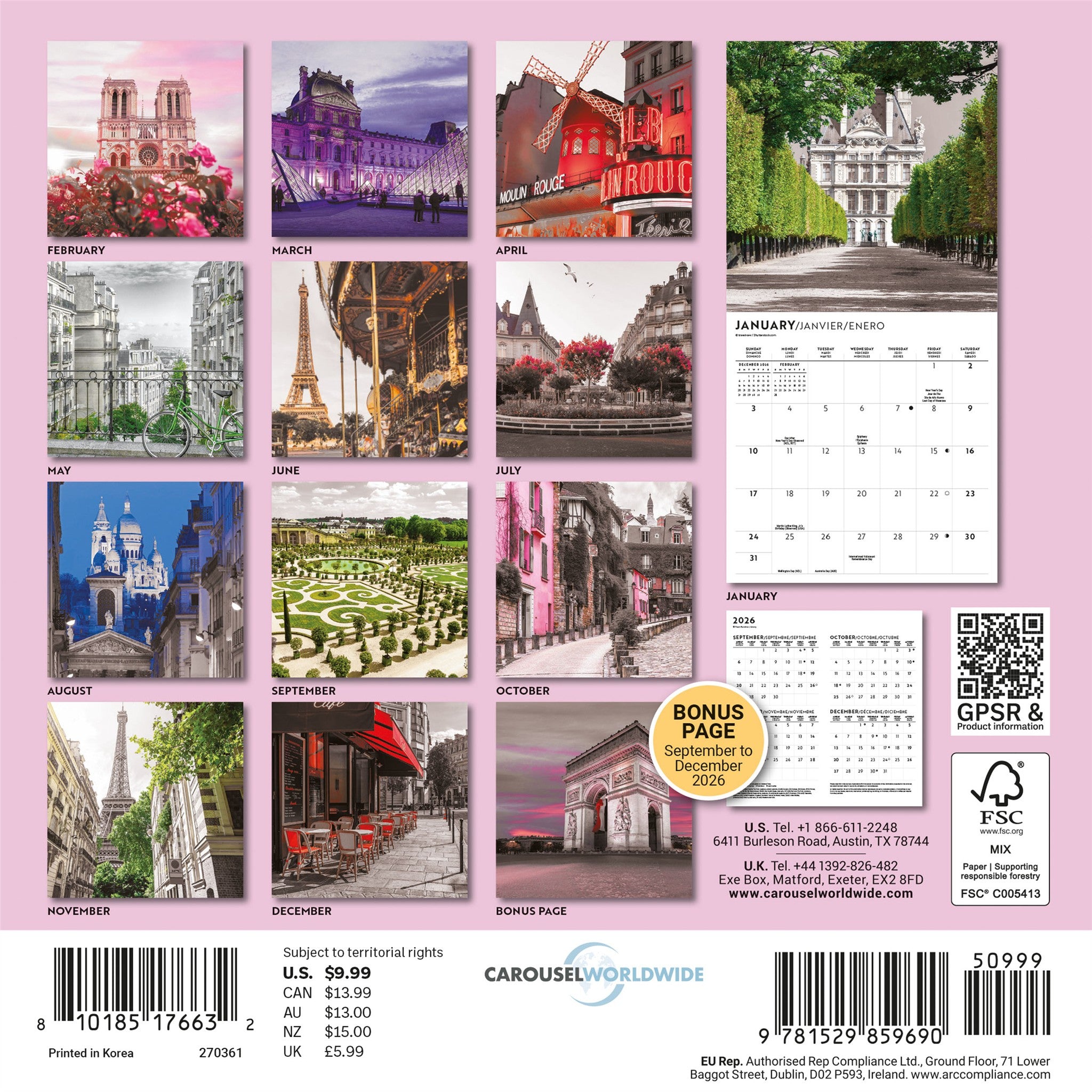 Paris Lux 2027 Mini Calendar