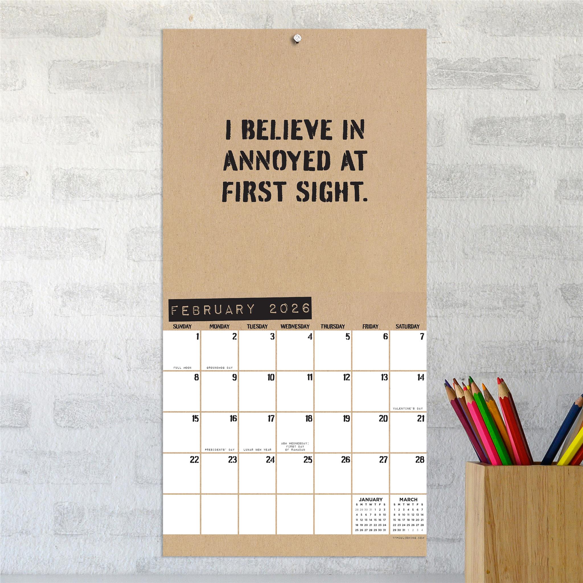 Anti Affirmations And Sarcasm 2026 Mini Calendar - Online Exclusive
