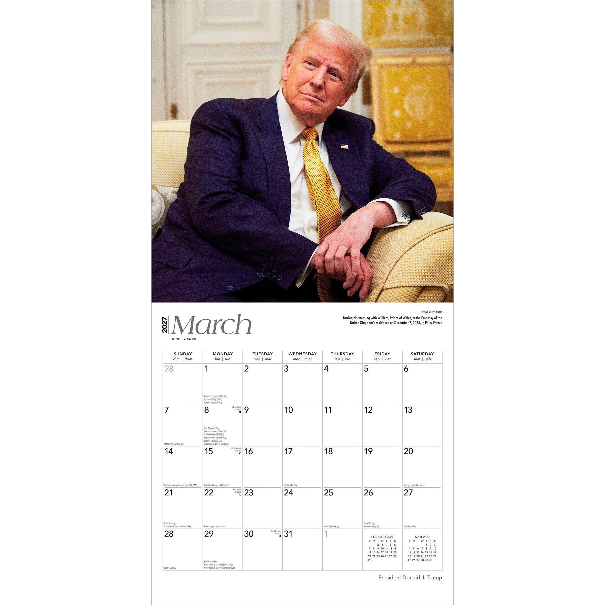 President Donald J Trump 2027 Wall Calendar - Online Only