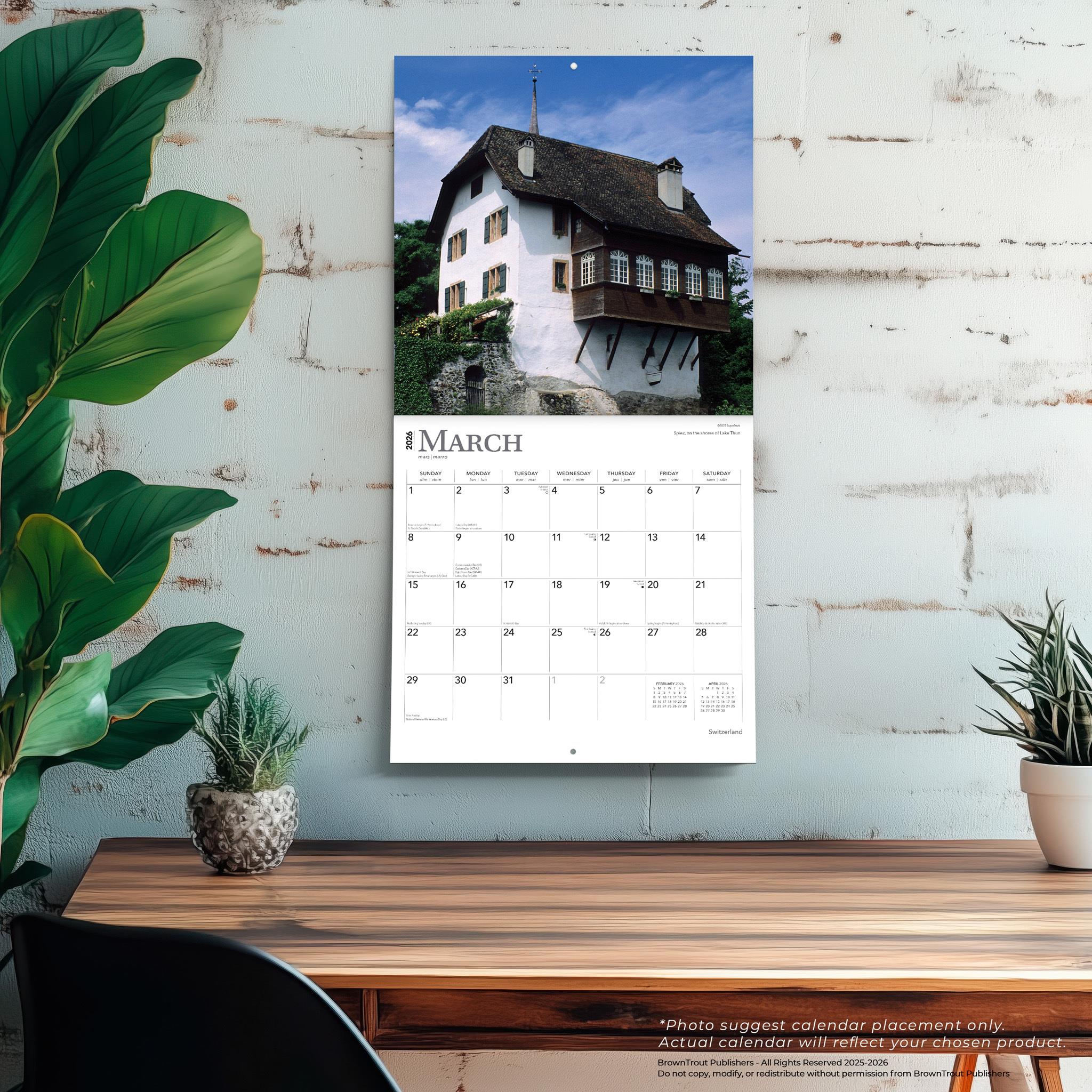Switzerland 2026 Wall Calendar