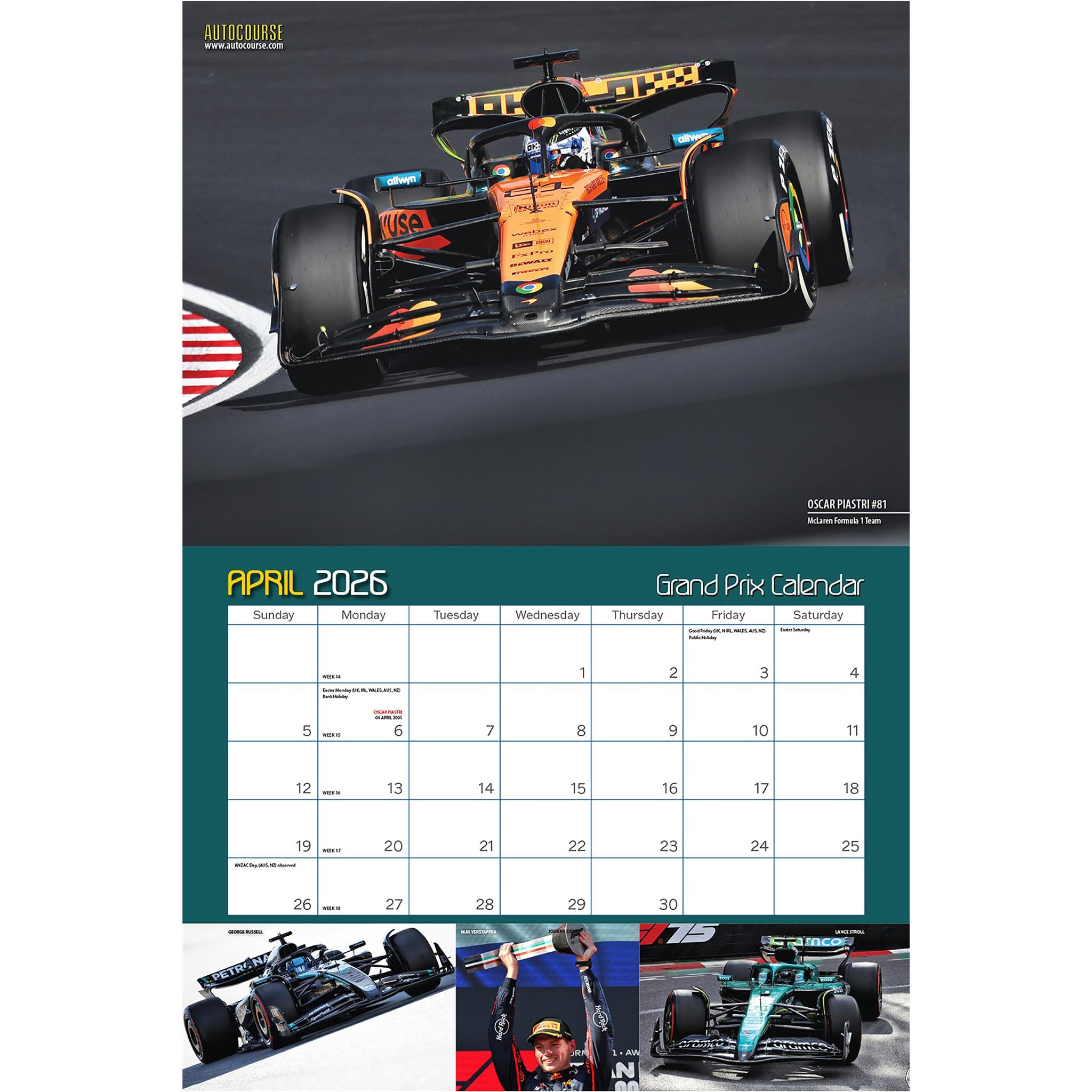 Autocourse Grand Prix 2026 Wall Calendar
