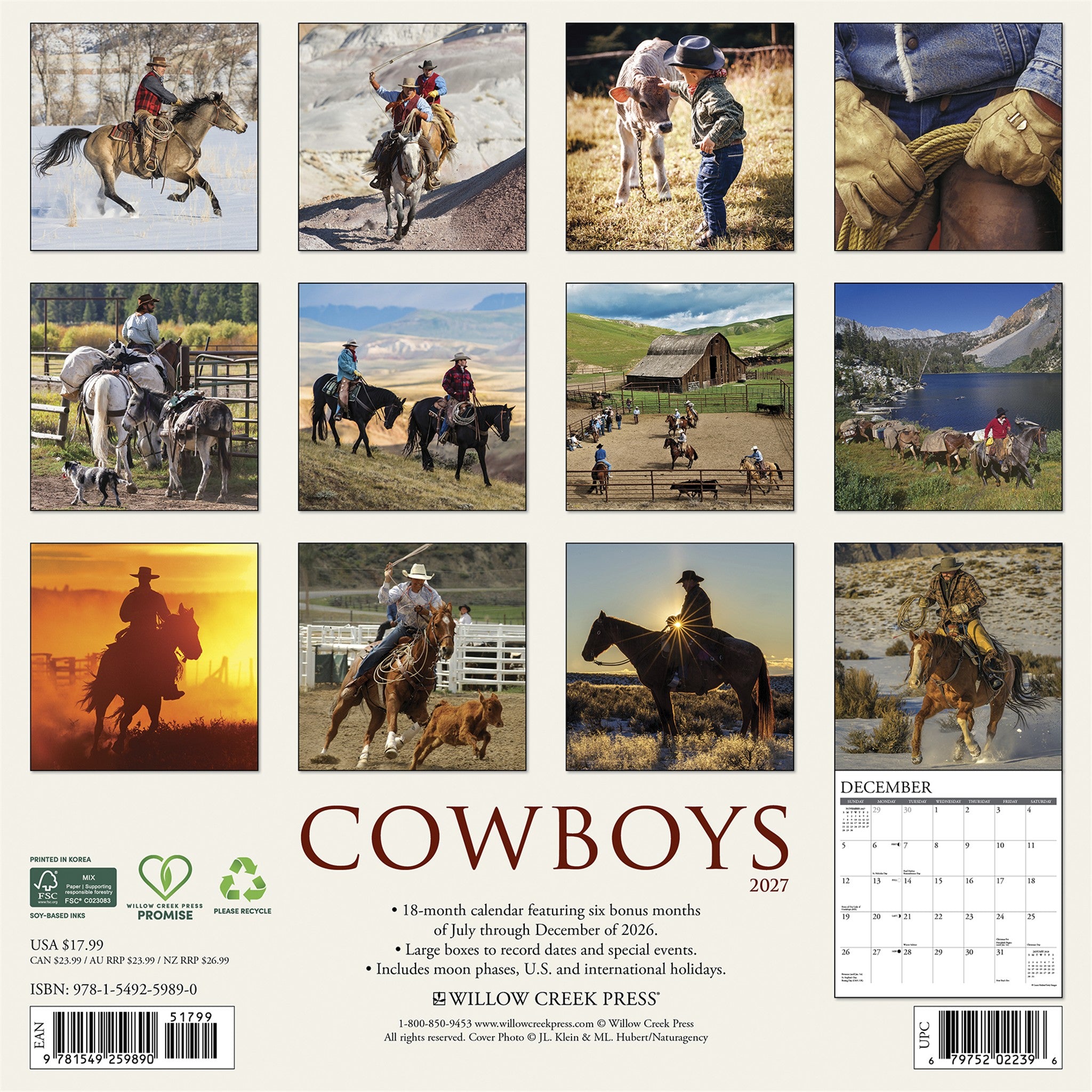 Cowboys 2027 Wall Calendar