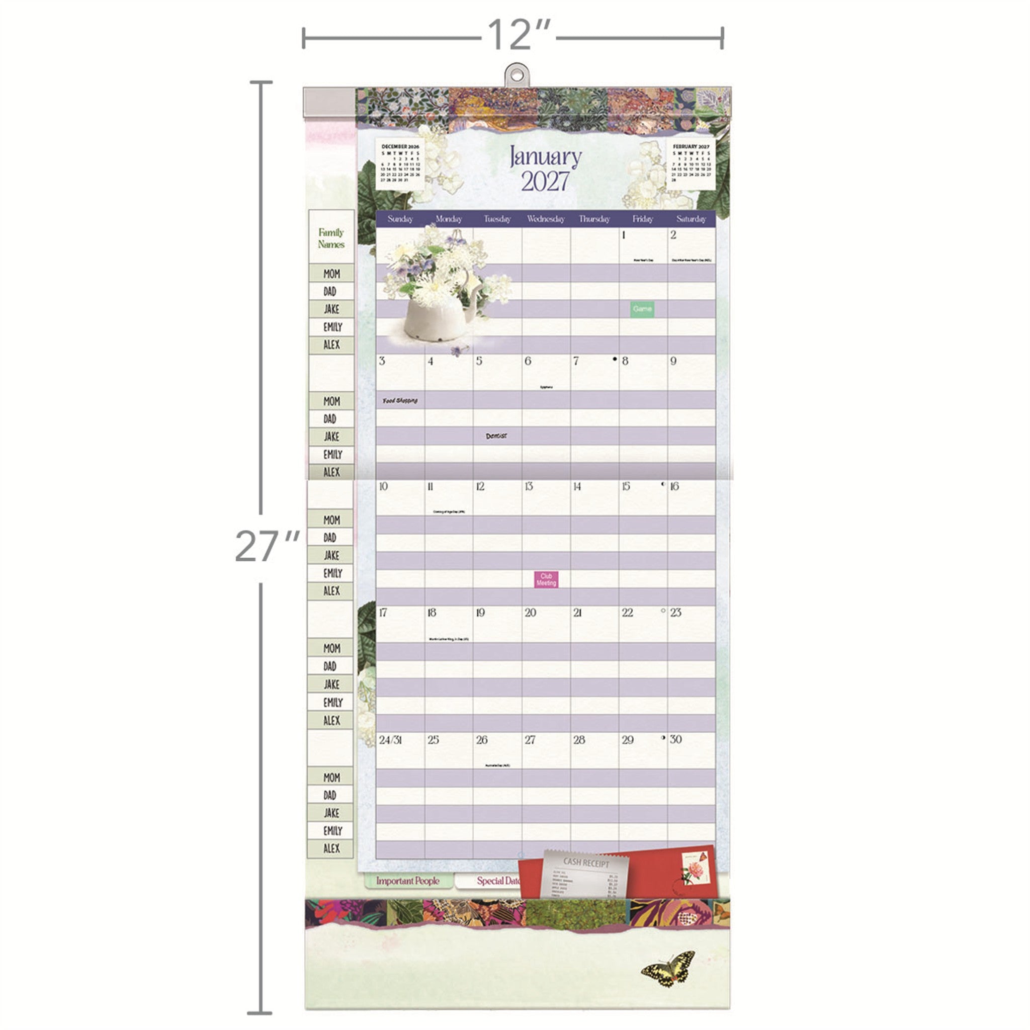 Botanical Gardens Plan it 2026-2027 Wall Calendar