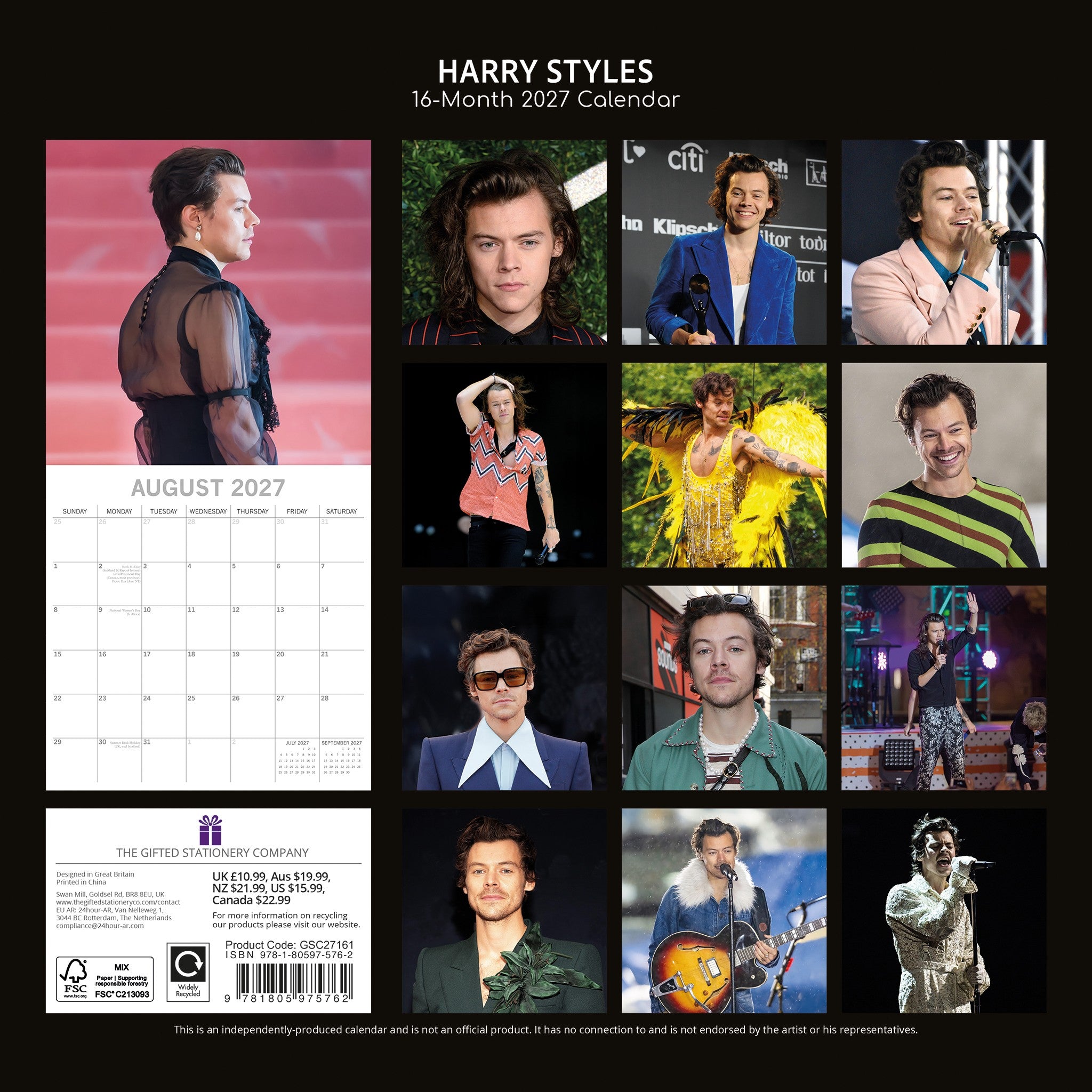 Harry Styles 2027 Wall Calendar