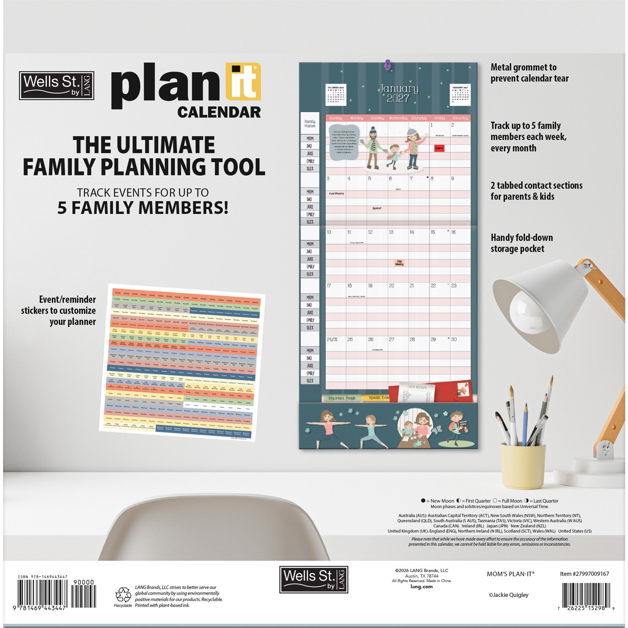 Moms Plan-It 2027 Wall Calendar - Online Only