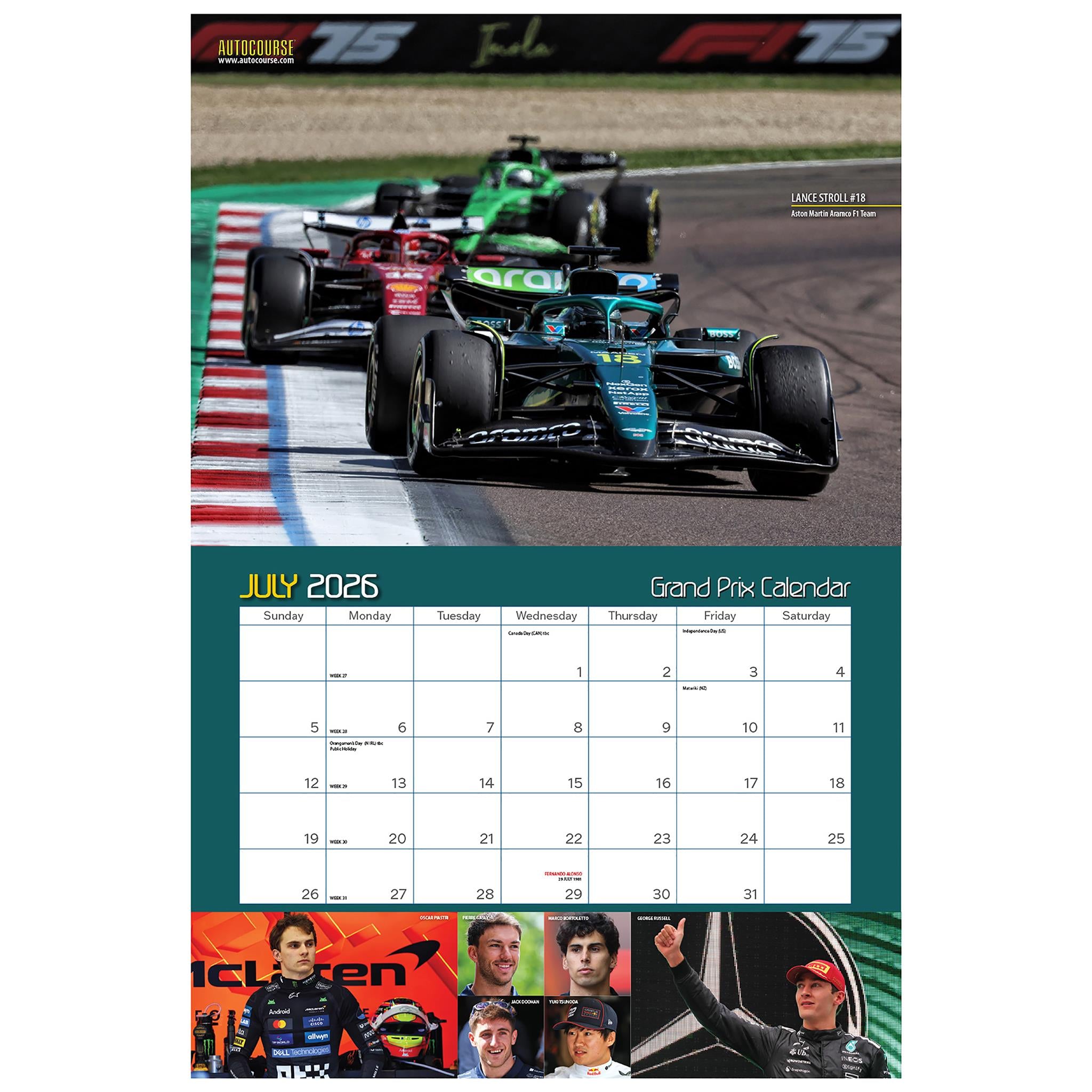 Autocourse Grand Prix 2026 Wall Calendar