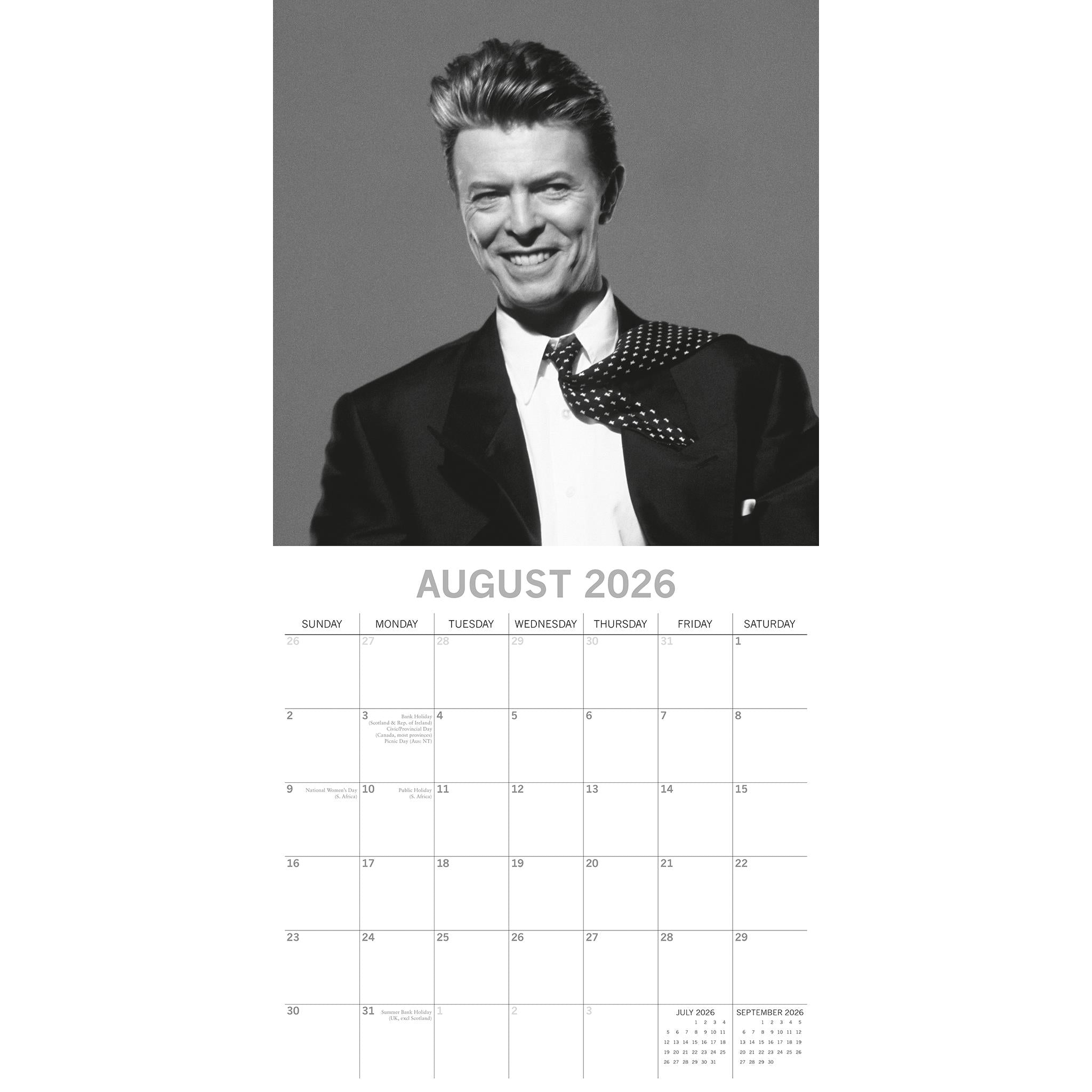 David Bowie 2026 Wall Calendar