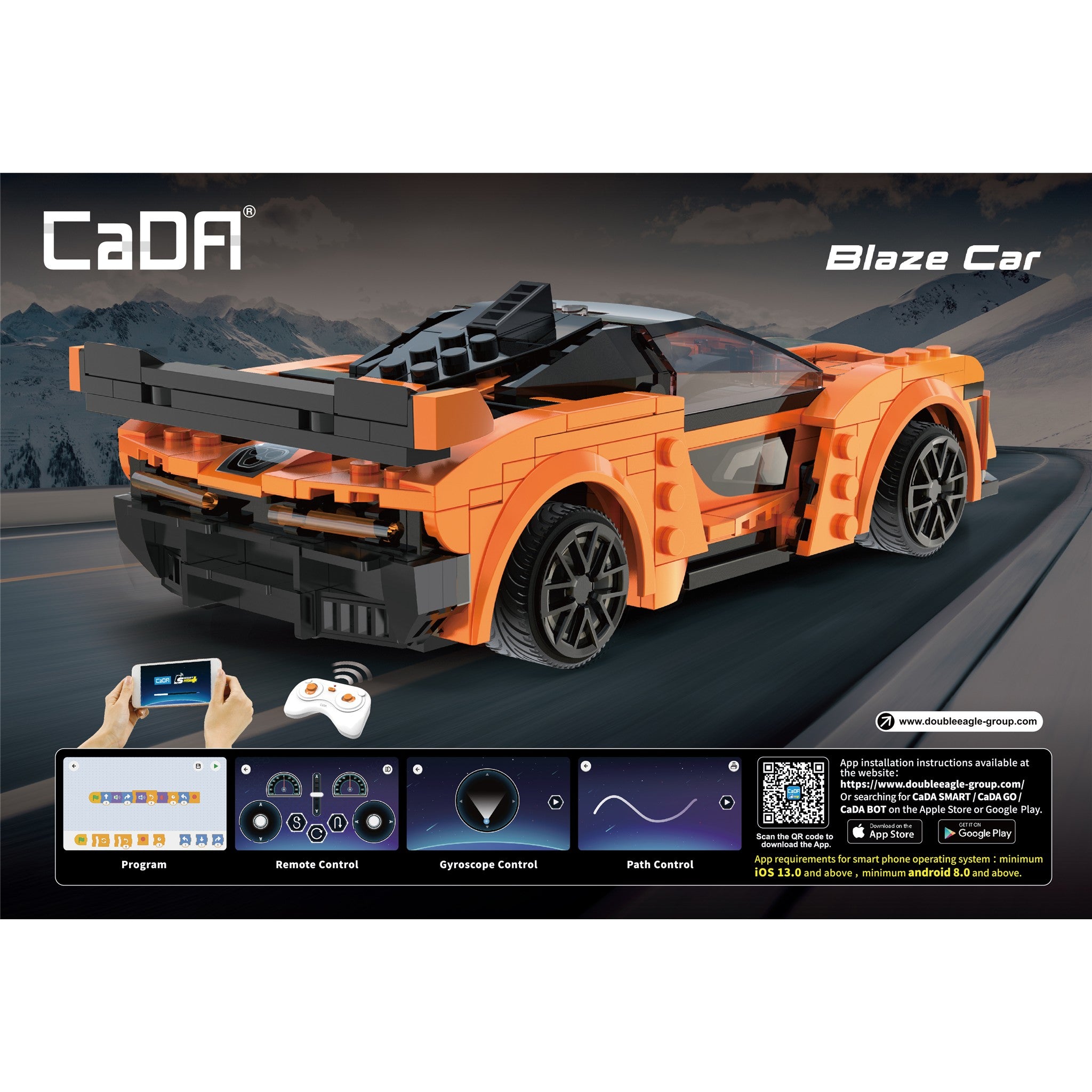 Orange Racing Car 295 Pieces with Remote Control