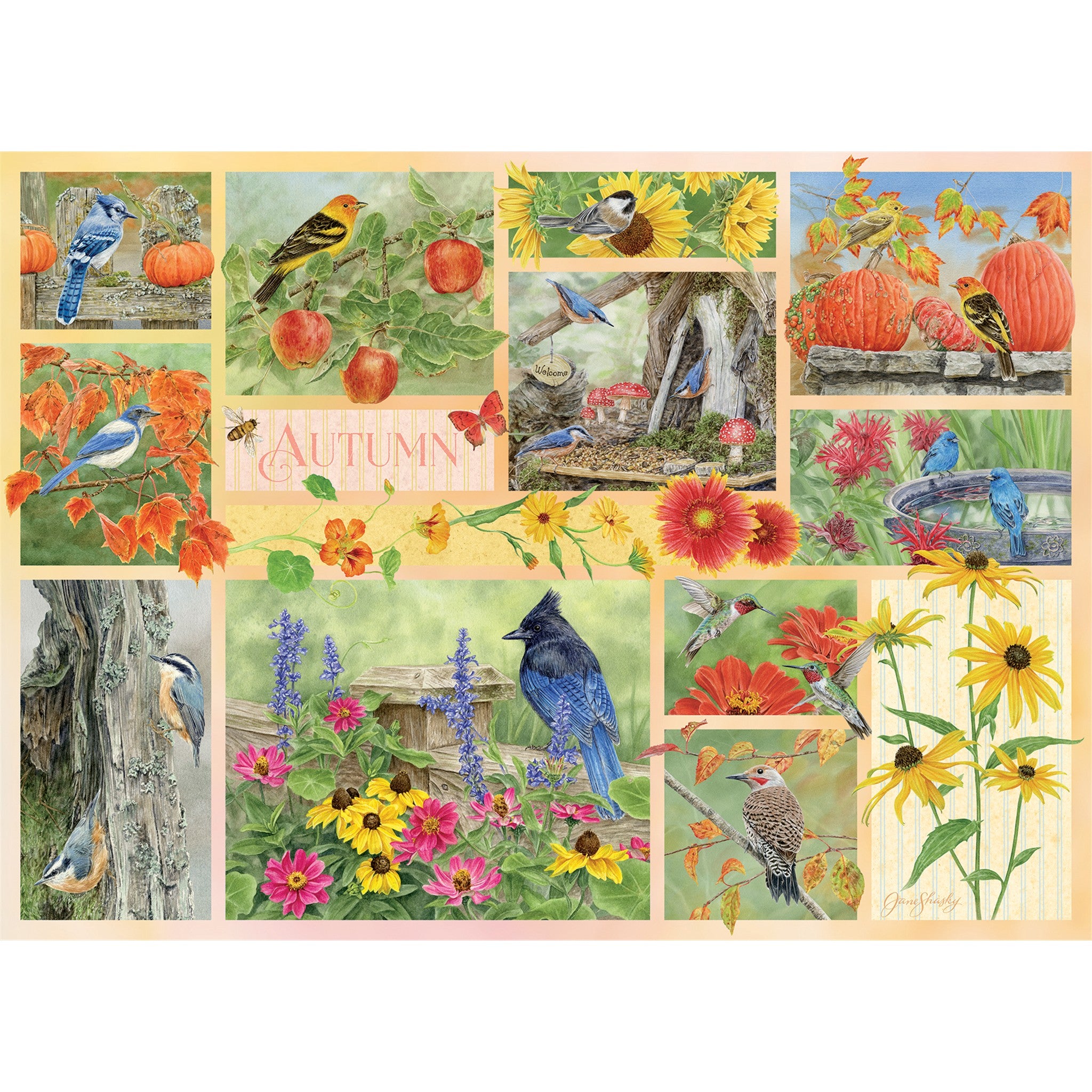 Garden Birds in Fall 500 Piece Puzzle