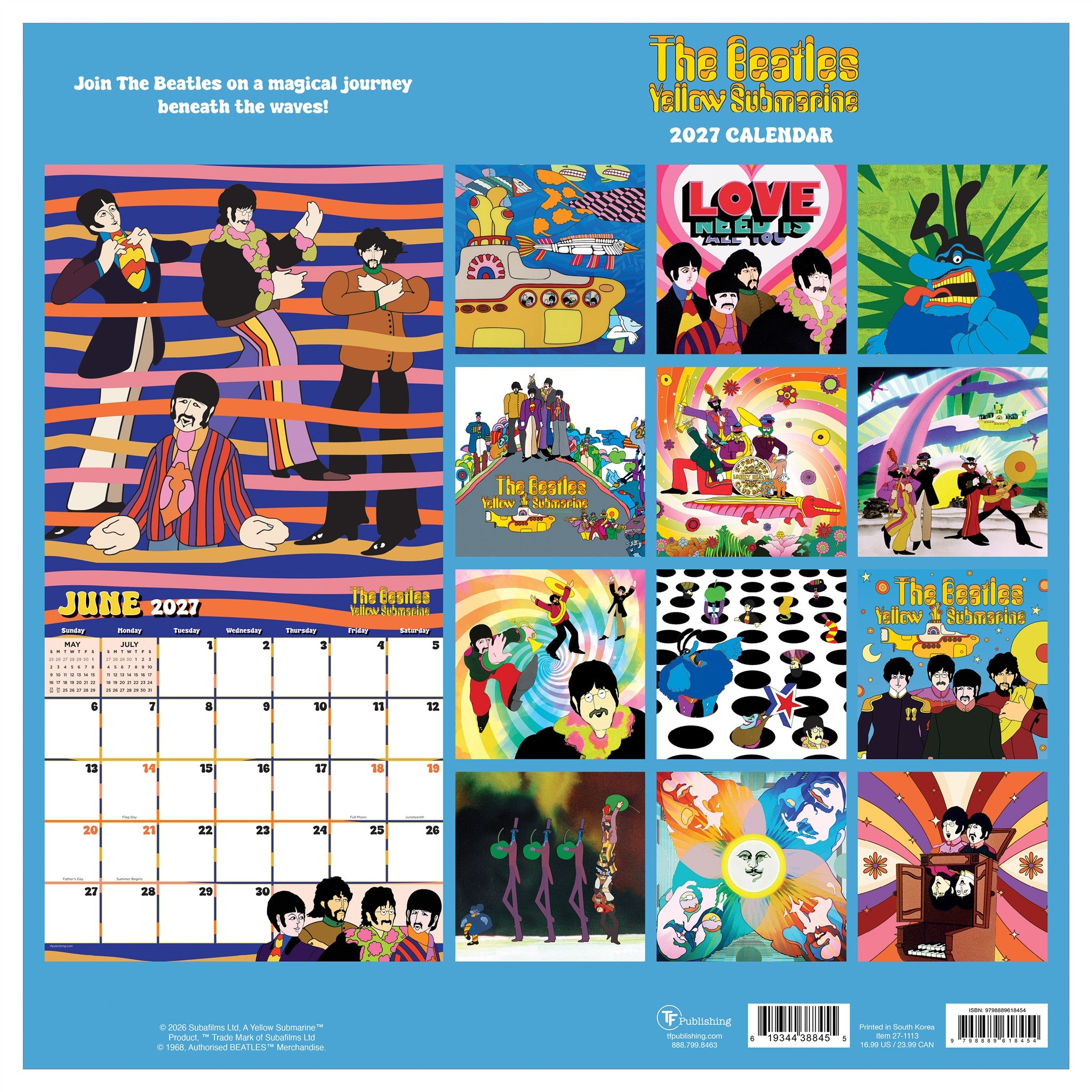 Beatles Yellow Submarine 2027 Wall Calendar - Online Only