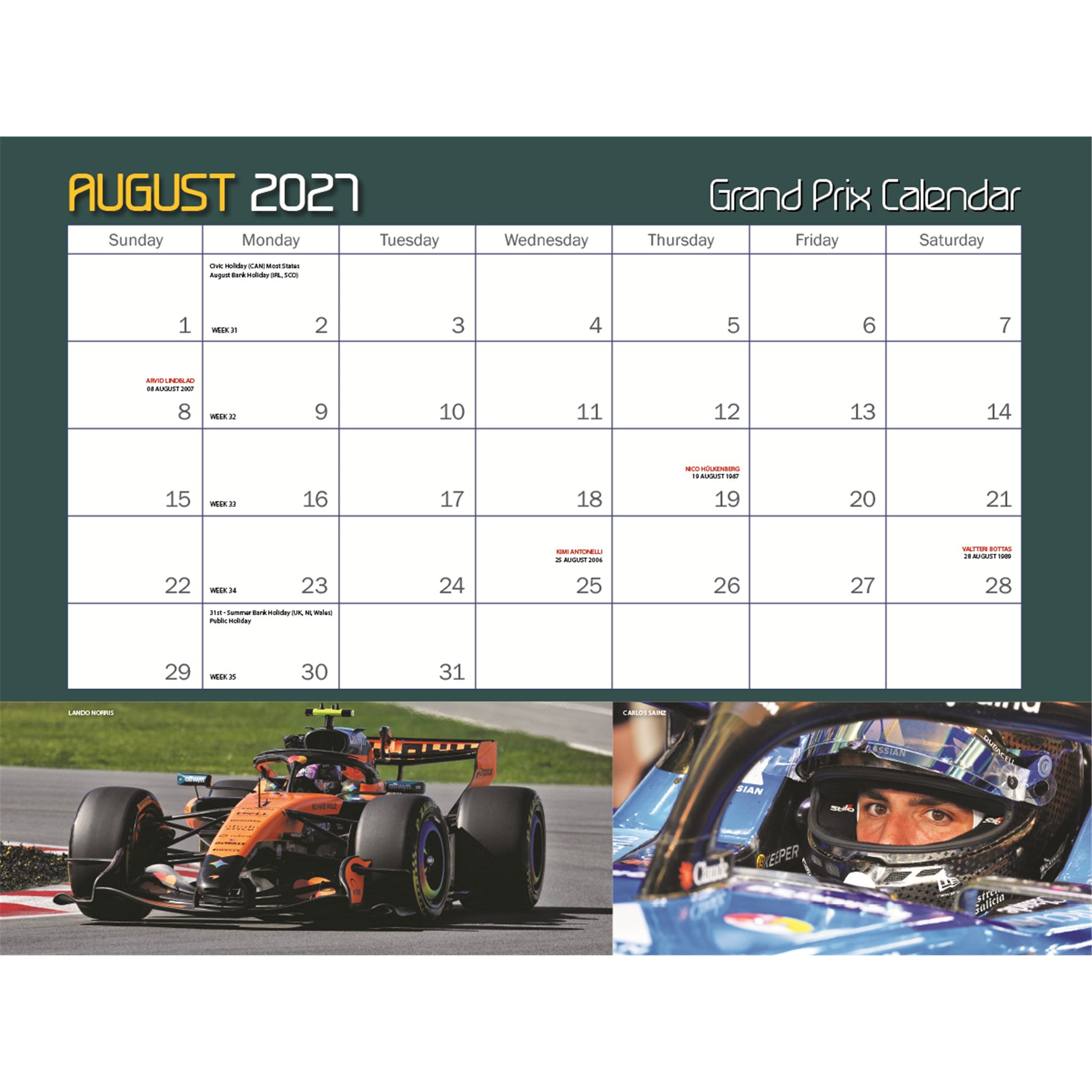 Autocourse Grand Prix 2027 Wall Calendar