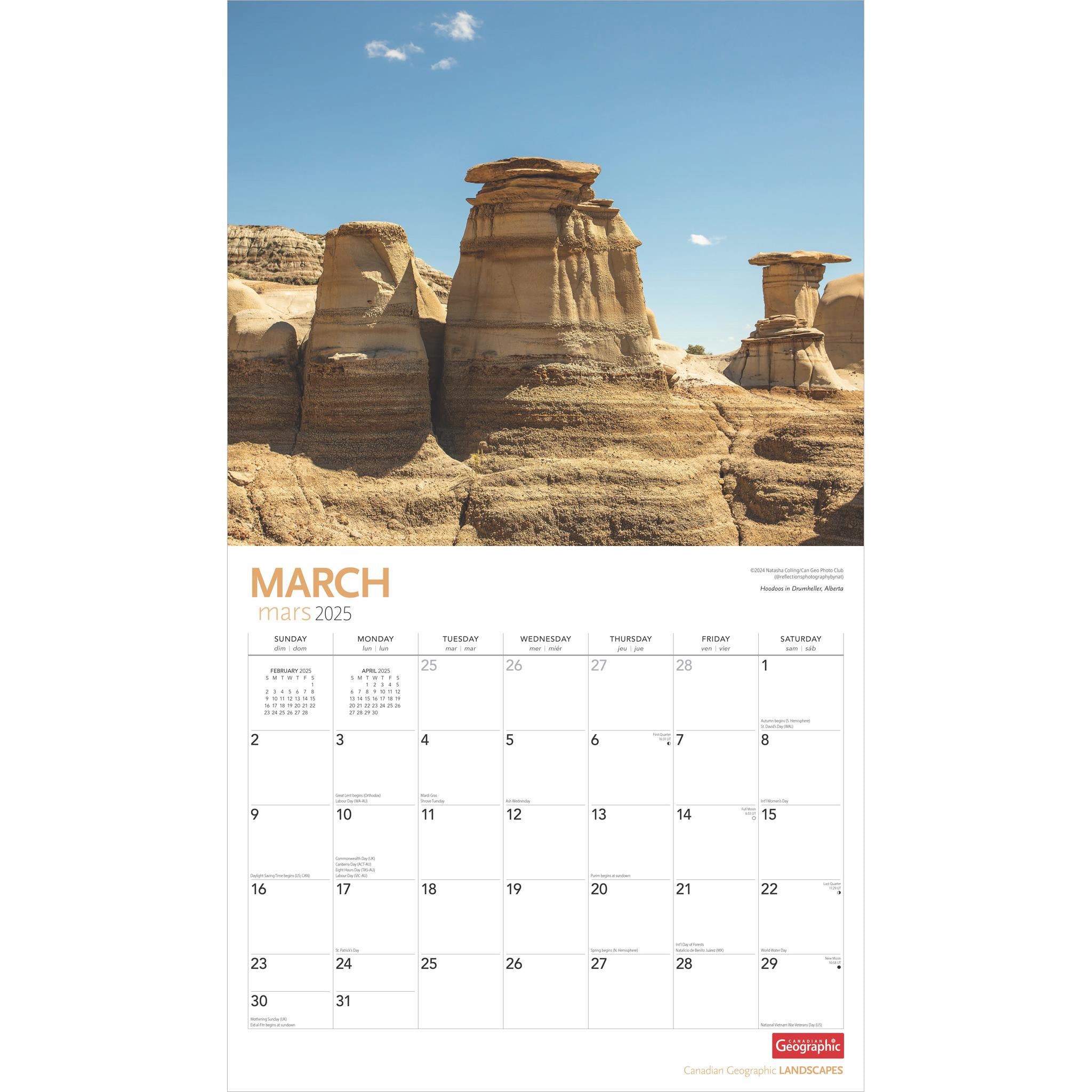 Canadian Landscapes Canadian Geographic Deluxe Wall 2025 Calendar